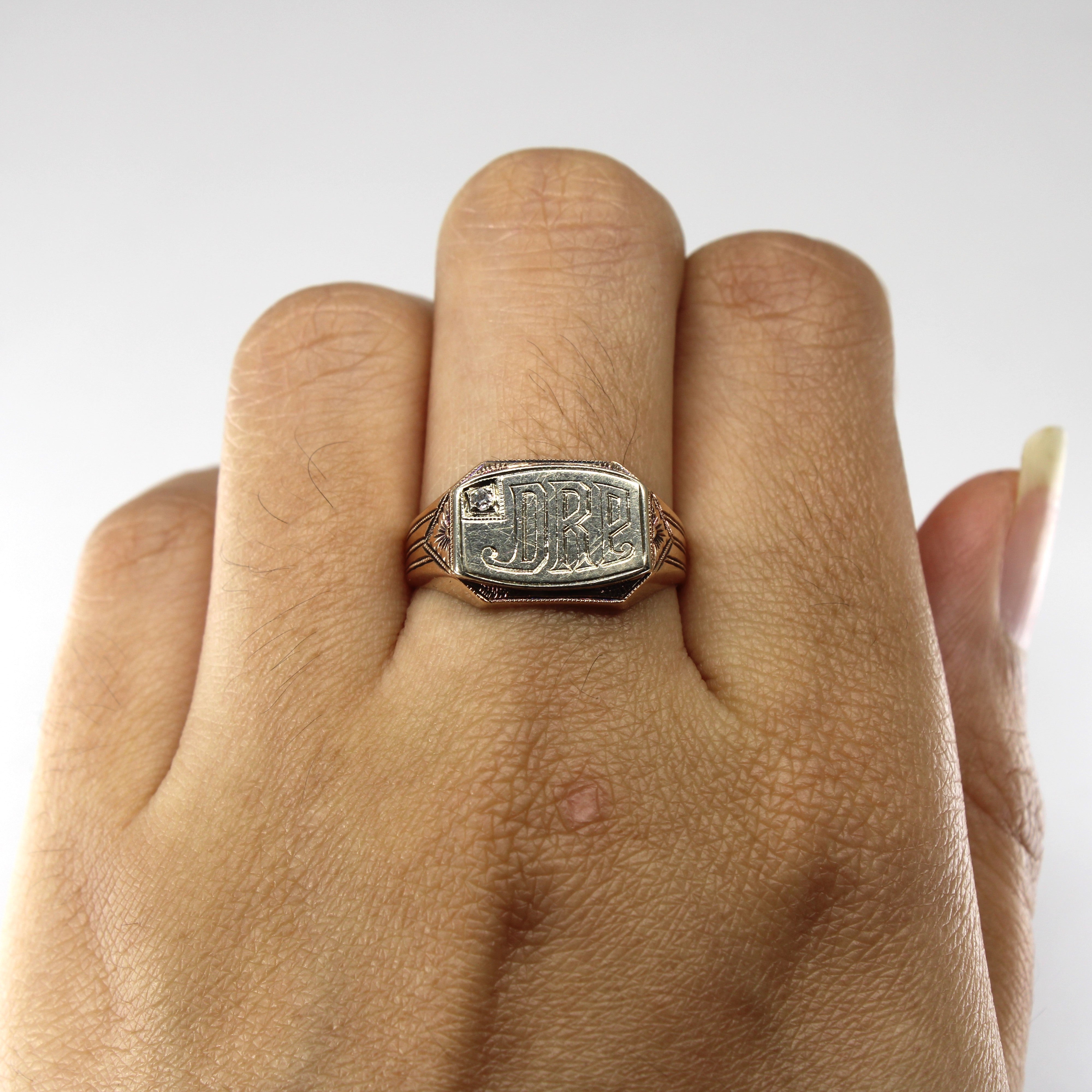Solitaire Diamond Signet Ring | 0.02ct | SZ 8.5 |