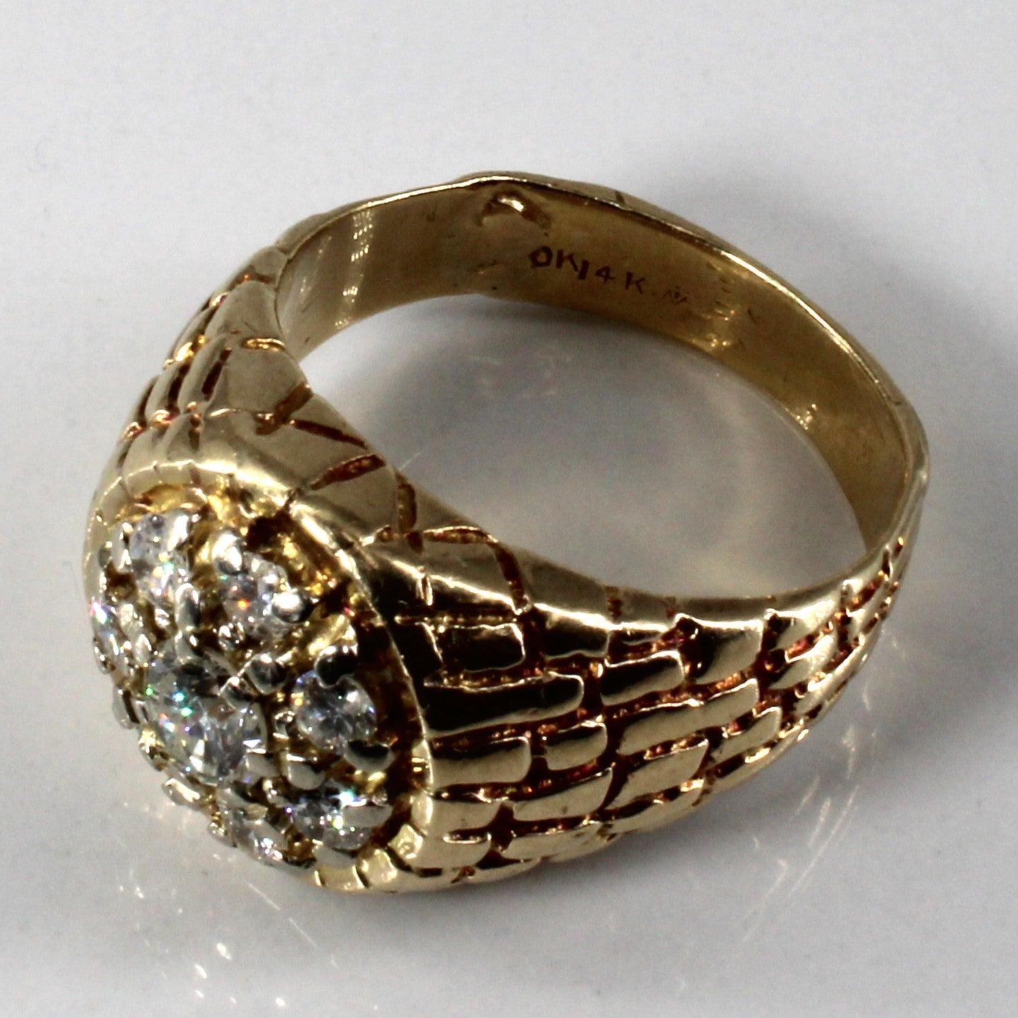 Cluster Set Diamond Textured Dome Ring| 1.00ctw | SZ 9.5 |