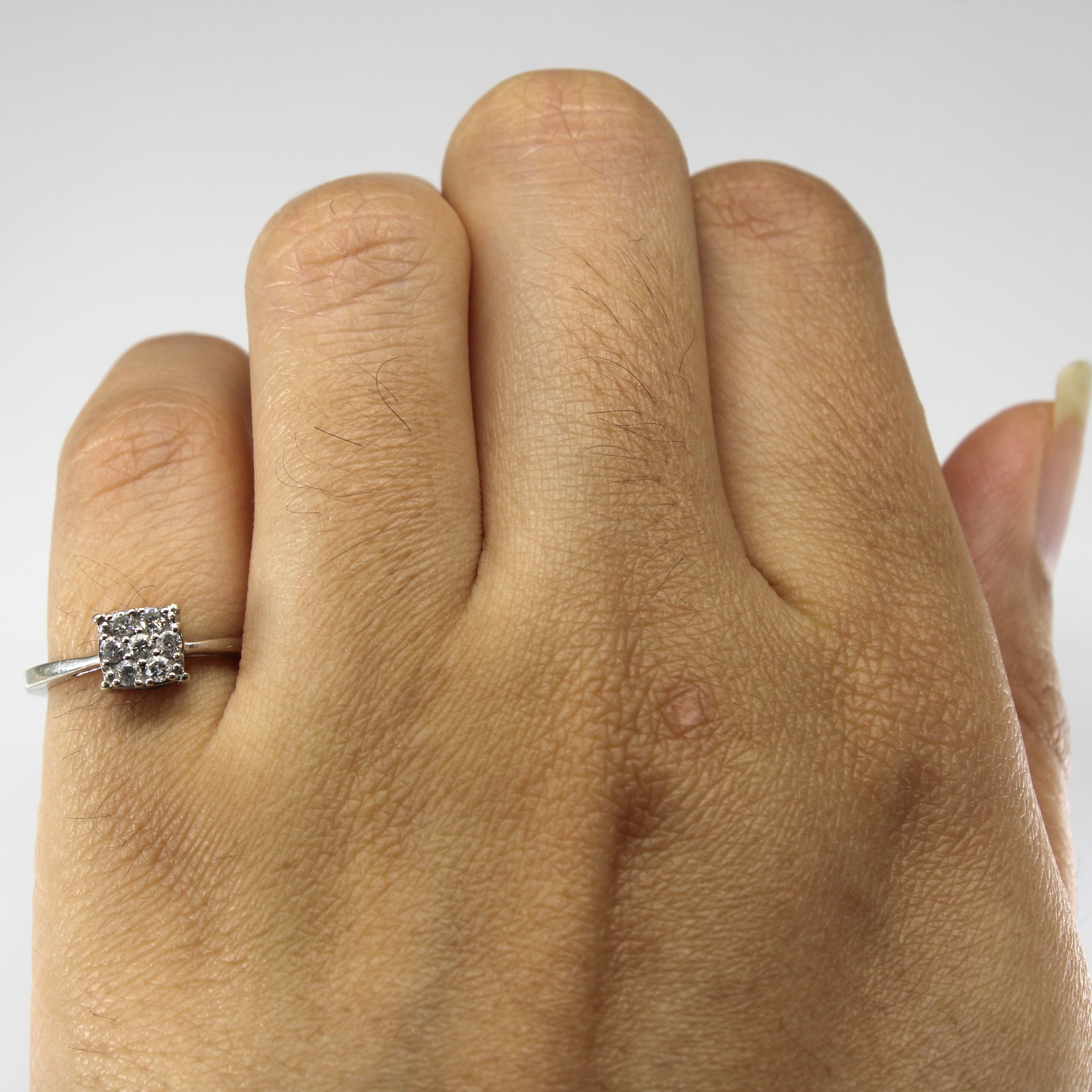 Cluster Diamond White Gold Ring | 0.14ctw | SZ 4 |