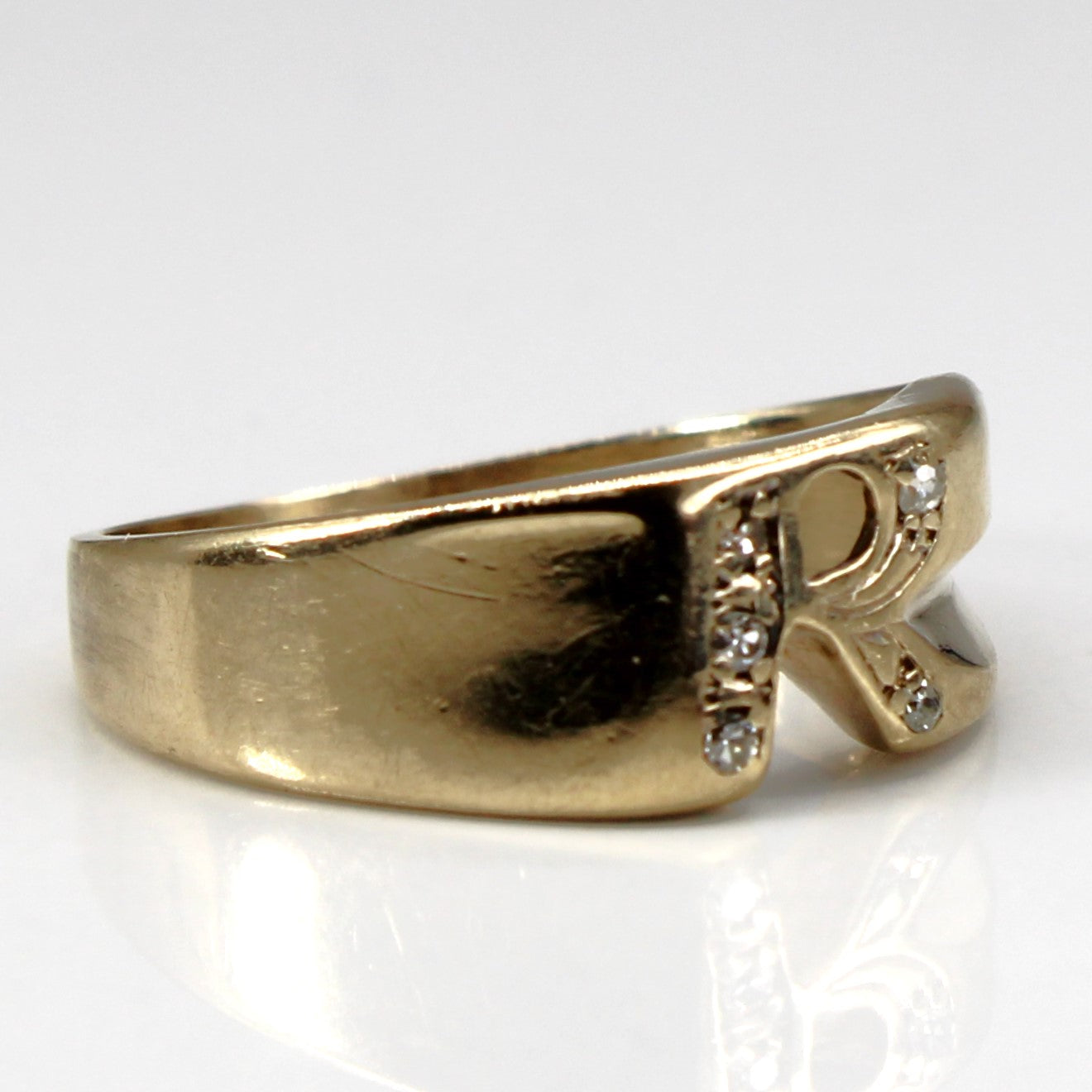 Diamond R Letter Gold Ring |0.05ctw | SZ 6.5 |