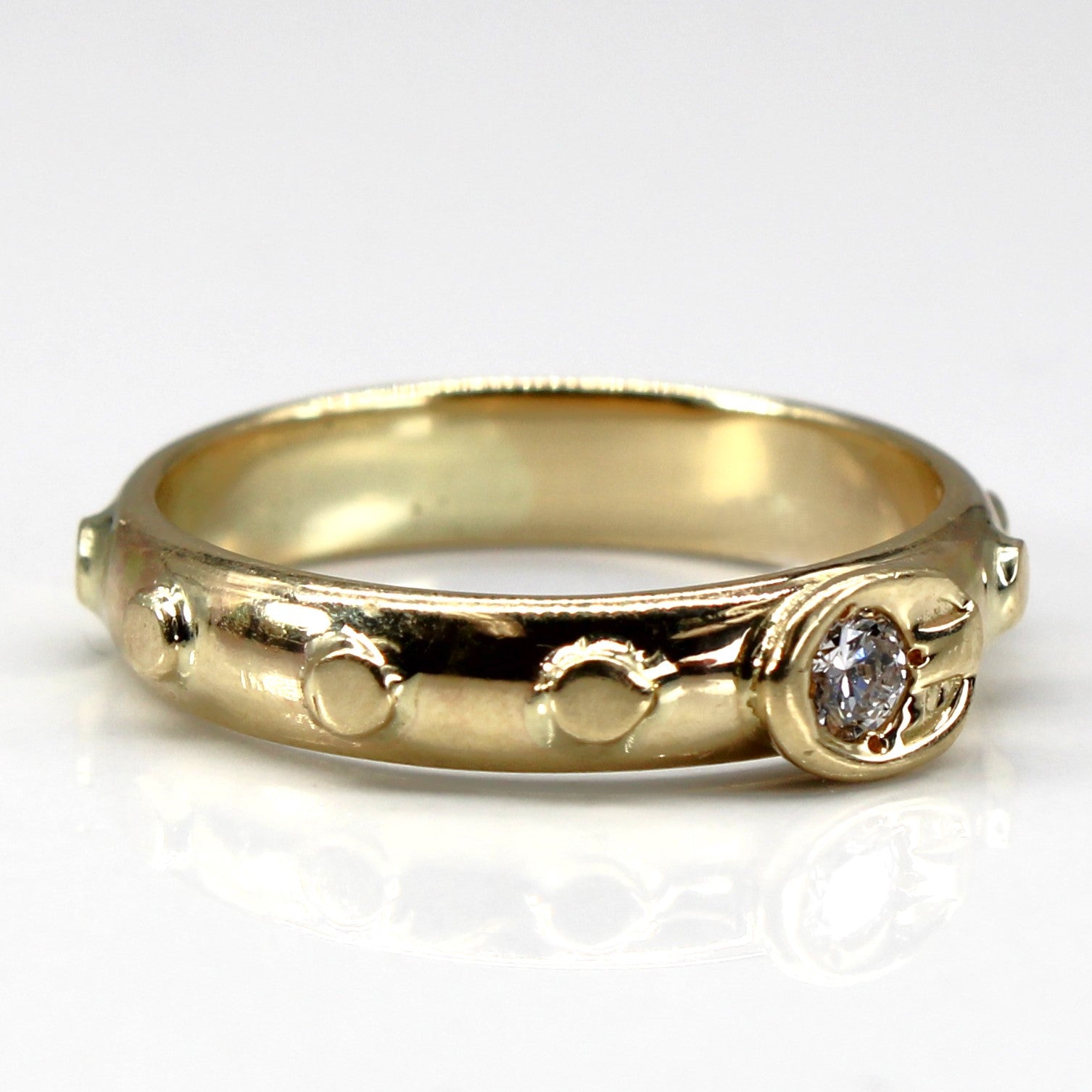 Textured Solitaire Diamond Gold Band | 0.08ct | SZ 6.5 |