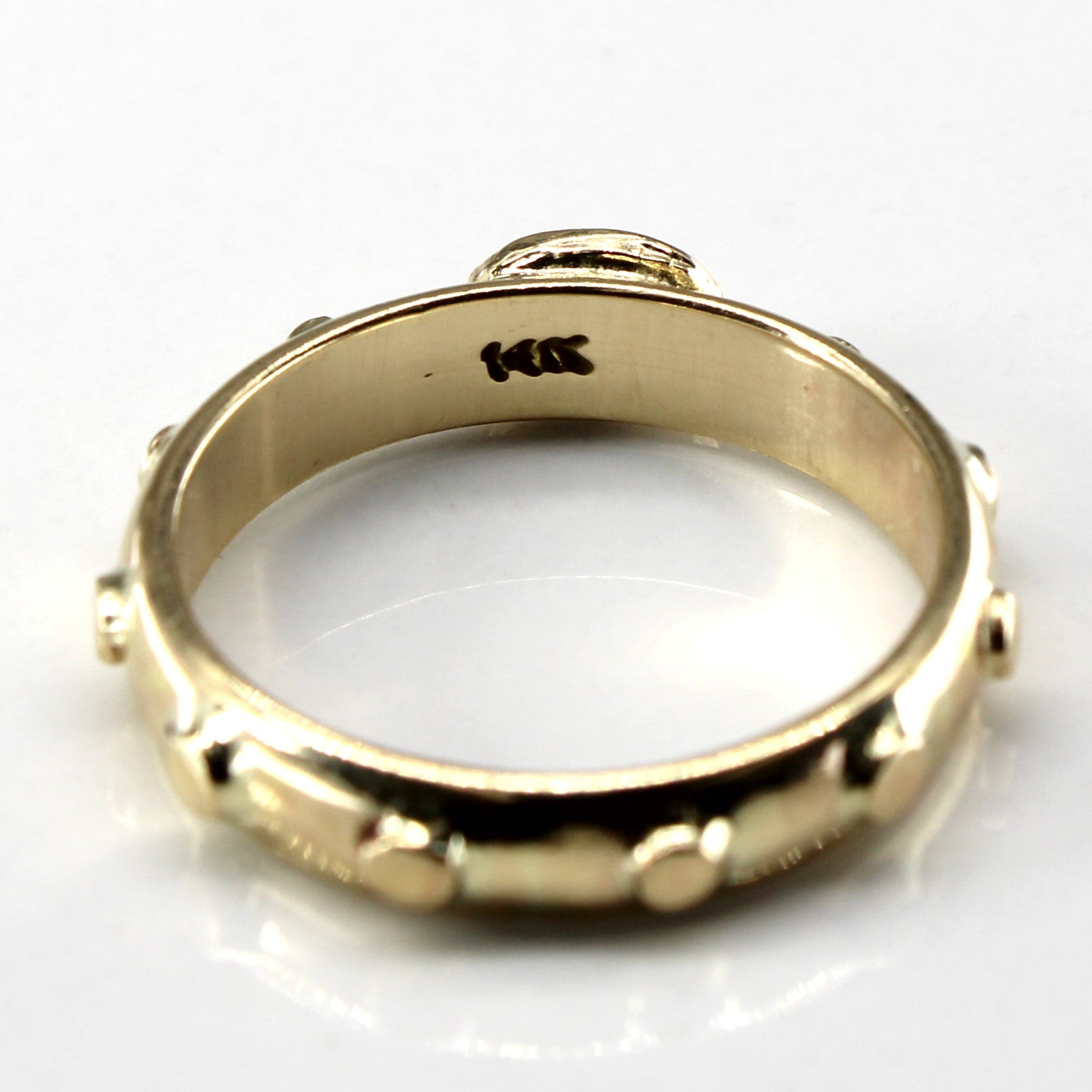 Textured Solitaire Diamond Gold Band | 0.08ct | SZ 6.5 |