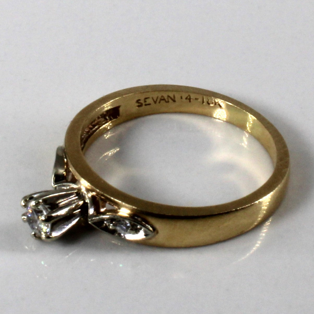 High Set Three Stone Diamond Ring | 0.13ctw | SZ 4.5 |