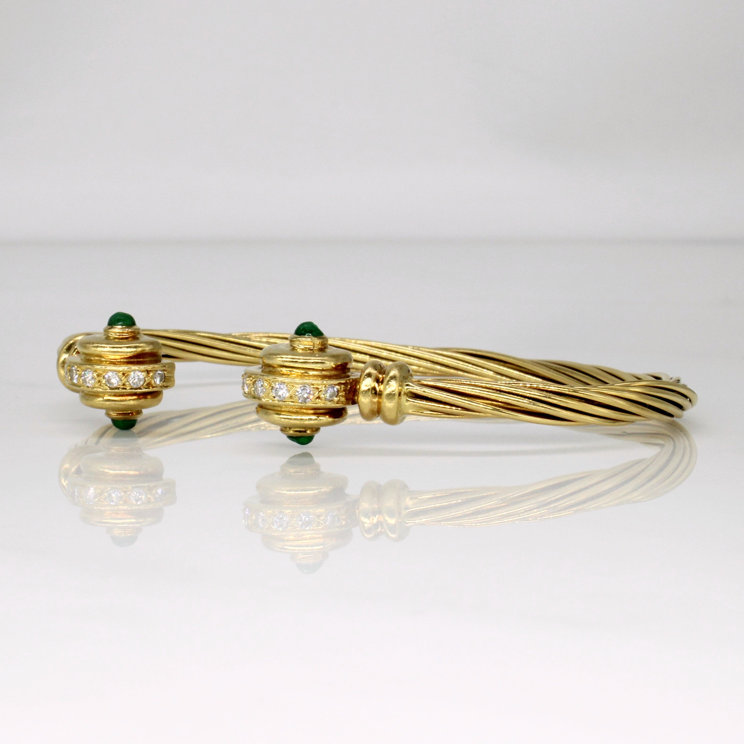 Bracelet ouvert émeraude et diamants | 0,52 ct, 0,24 ct | Taille 7 |