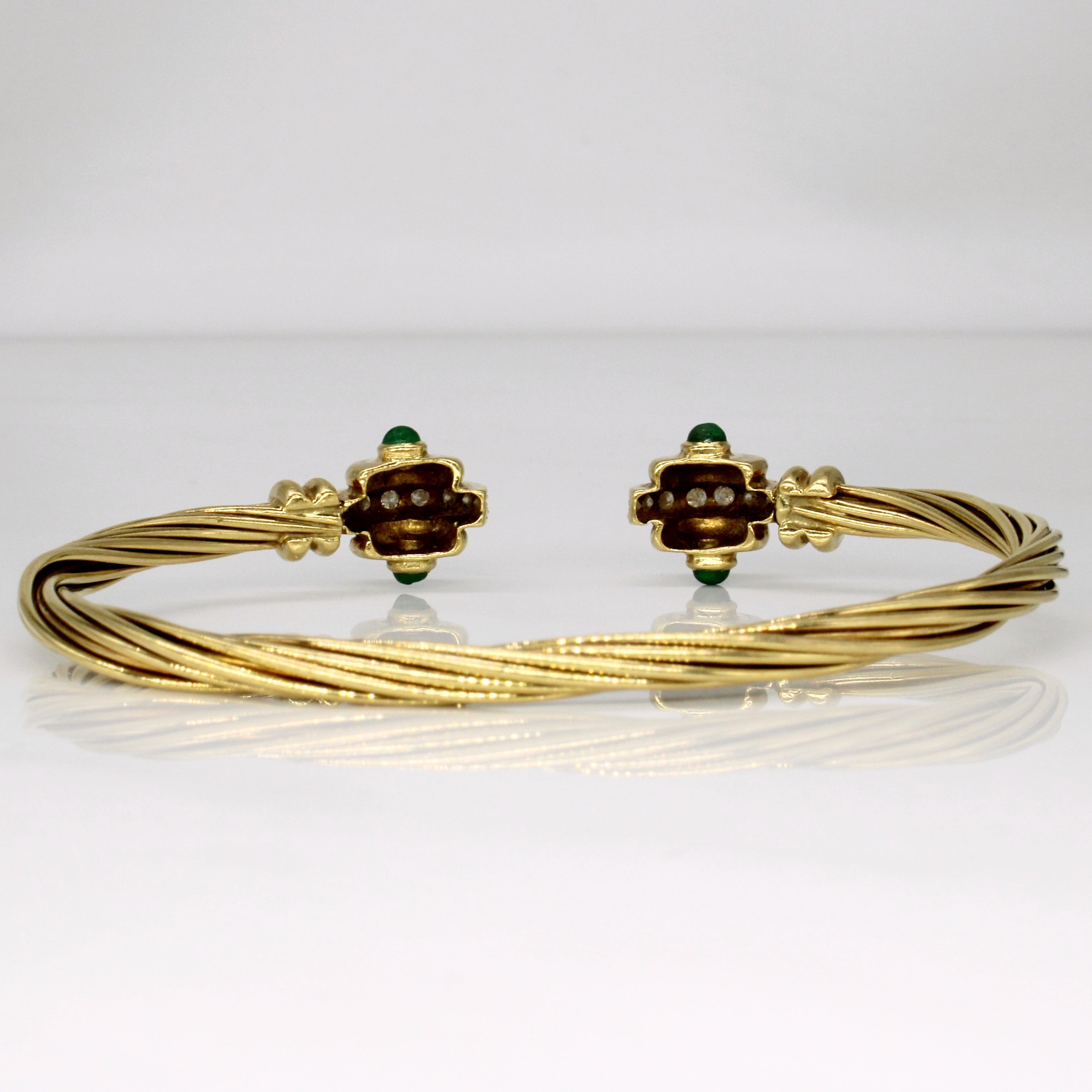 Bracelet ouvert émeraude et diamants | 0,52 ct, 0,24 ct | Taille 7 |
