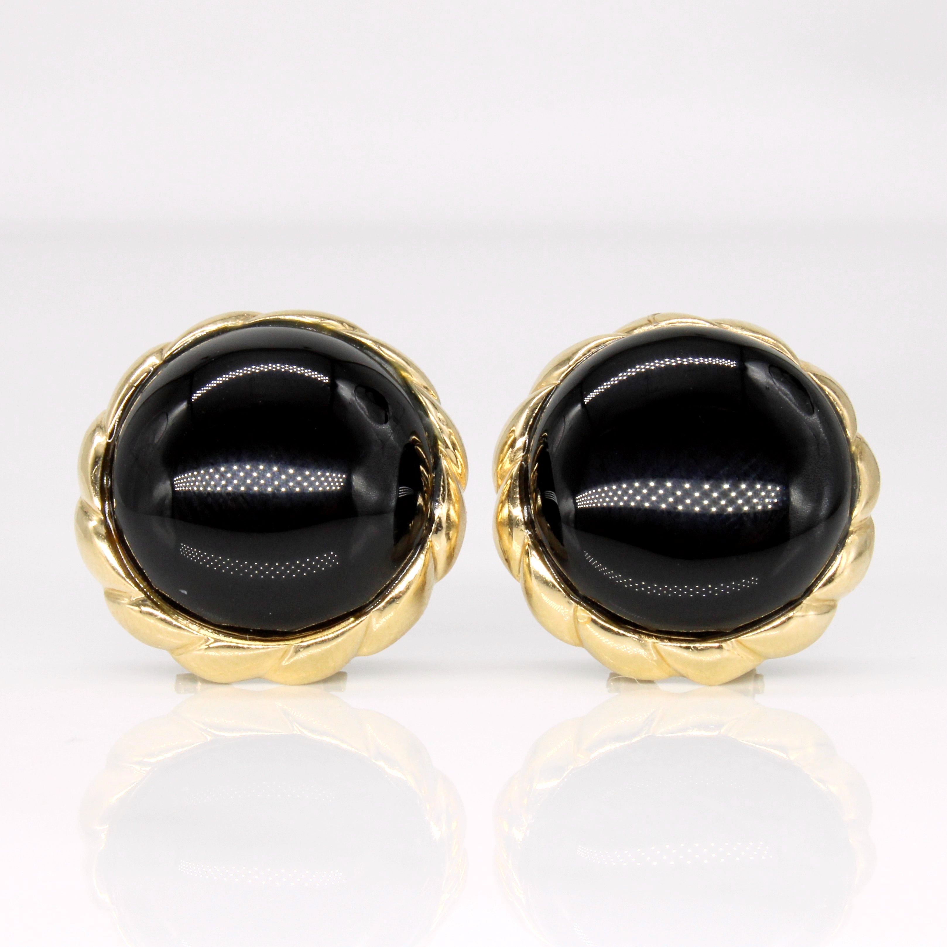 Onyx Cabochon 14k Earrings | 20.00ctw |