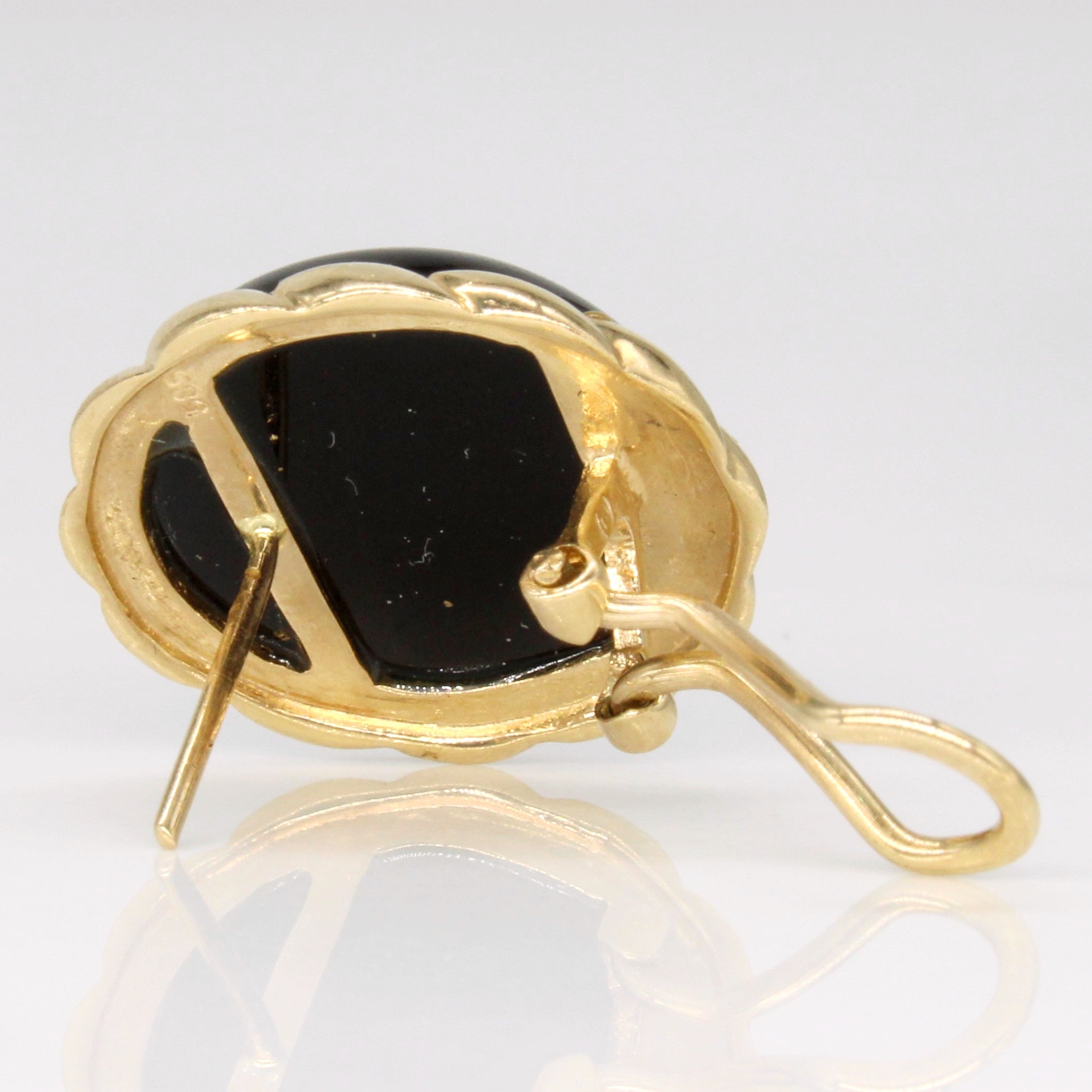 Onyx Cabochon 14k Earrings | 20.00ctw |