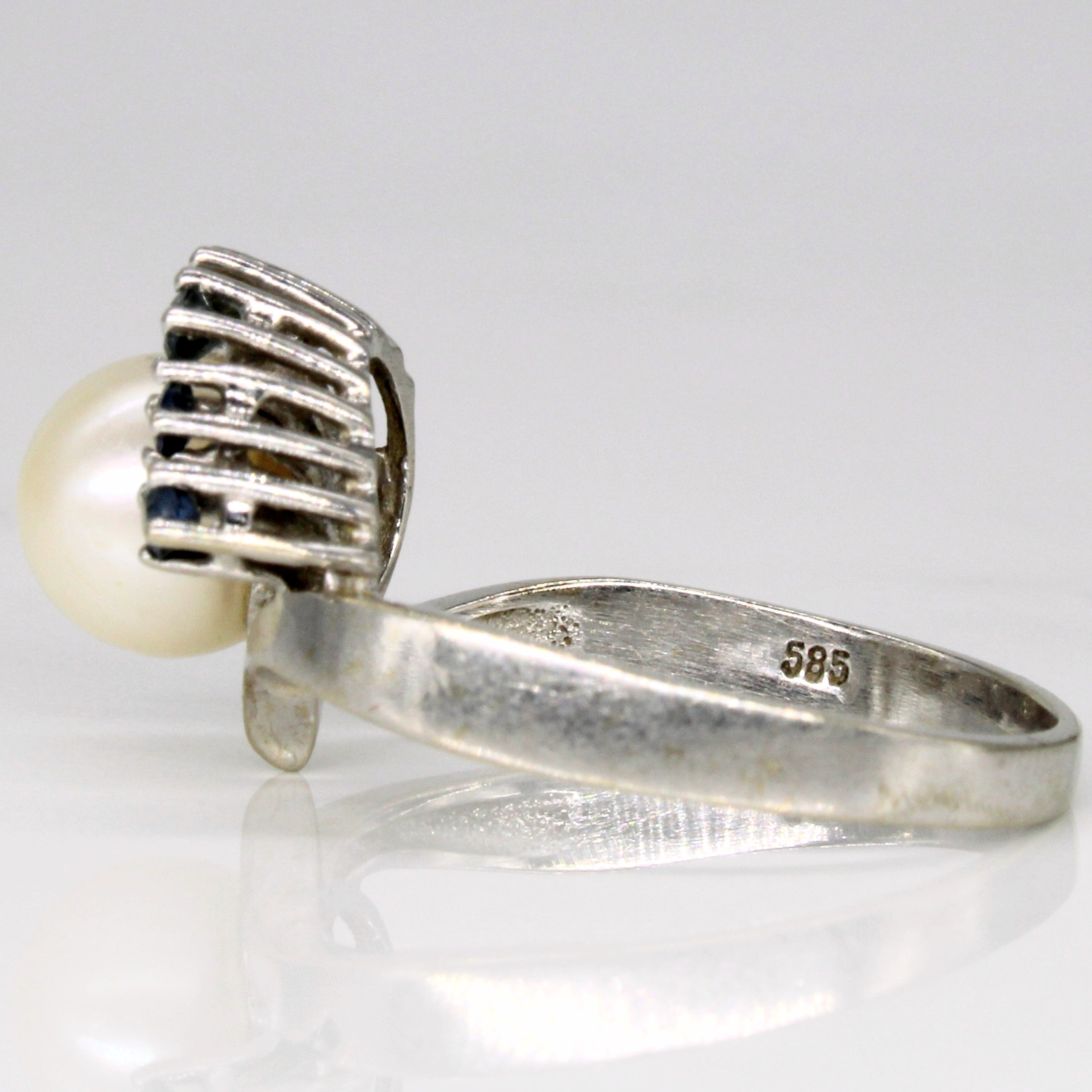Pearl & Sapphire Cocktail Ring | 0.25ctw | SZ 8.25 |