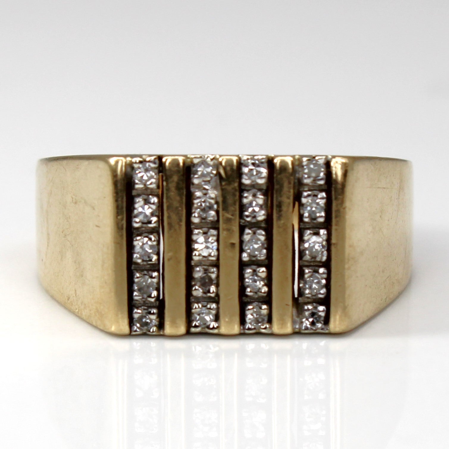 Grid Set Diamond Wide Ring | 0.20ctw | SZ 9.5 |