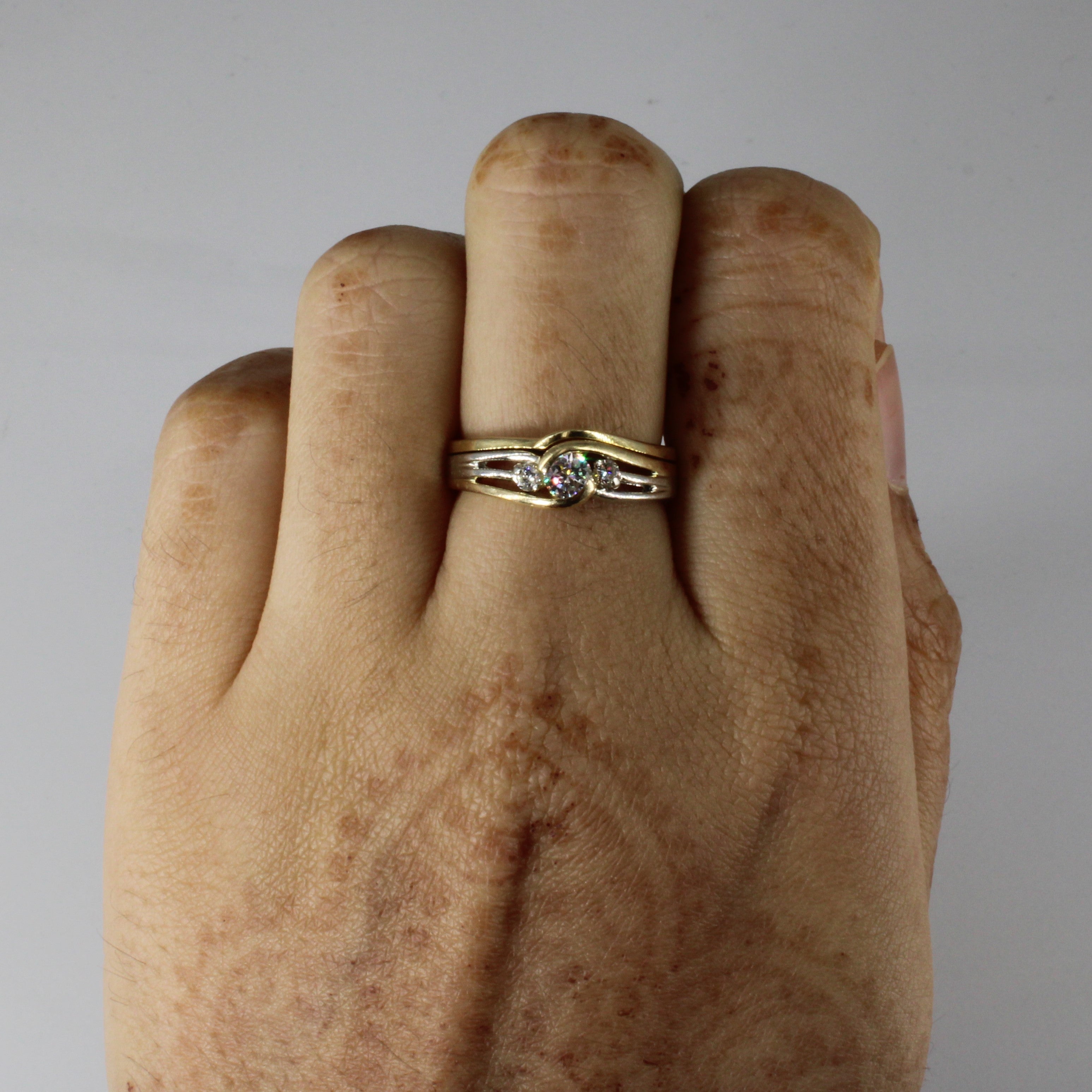 Three Stone Diamond Two Tone Gold Ring | 0.27ctw | SZ 6.25 |