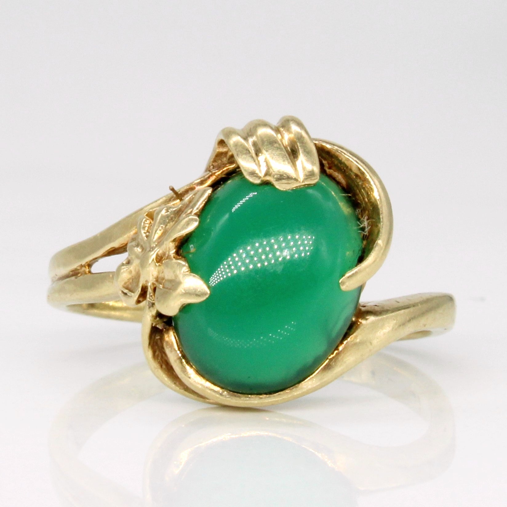 Chrysoprase Cocktail 10k Ring | 2.20ct | SZ 4.5 |