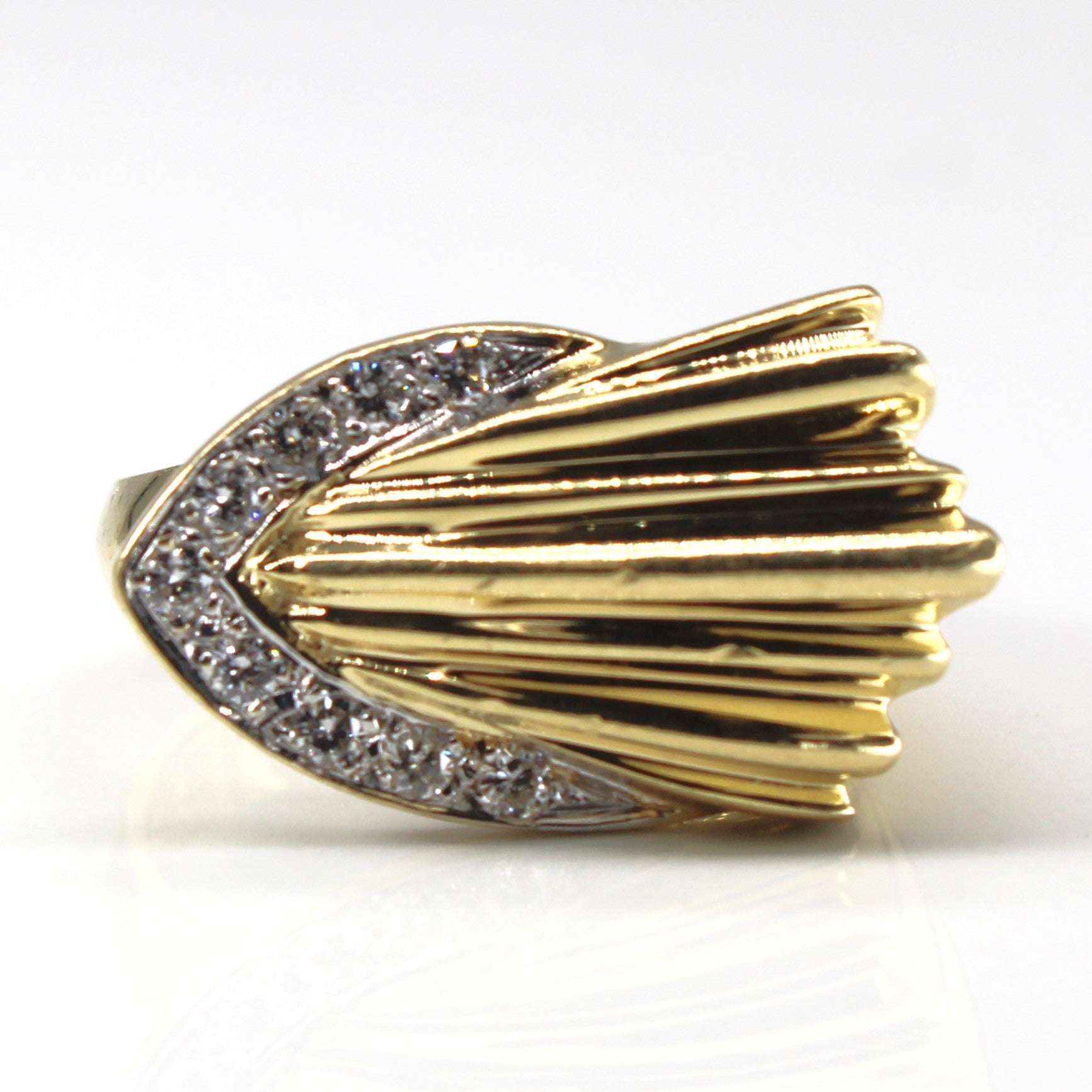 High Set Textured Gold Diamond Ring | 0.27ctw | SZ 5.25 |