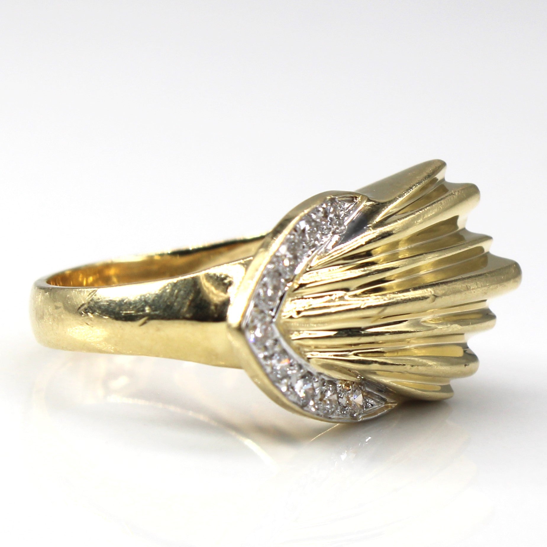 High Set Textured Gold Diamond Ring | 0.27ctw | SZ 5.25 |
