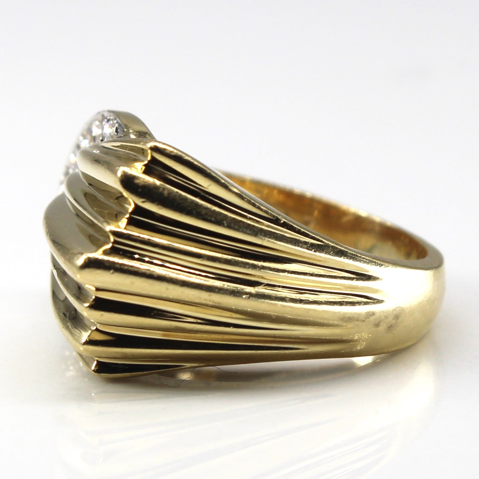 High Set Textured Gold Diamond Ring | 0.27ctw | SZ 5.25 |