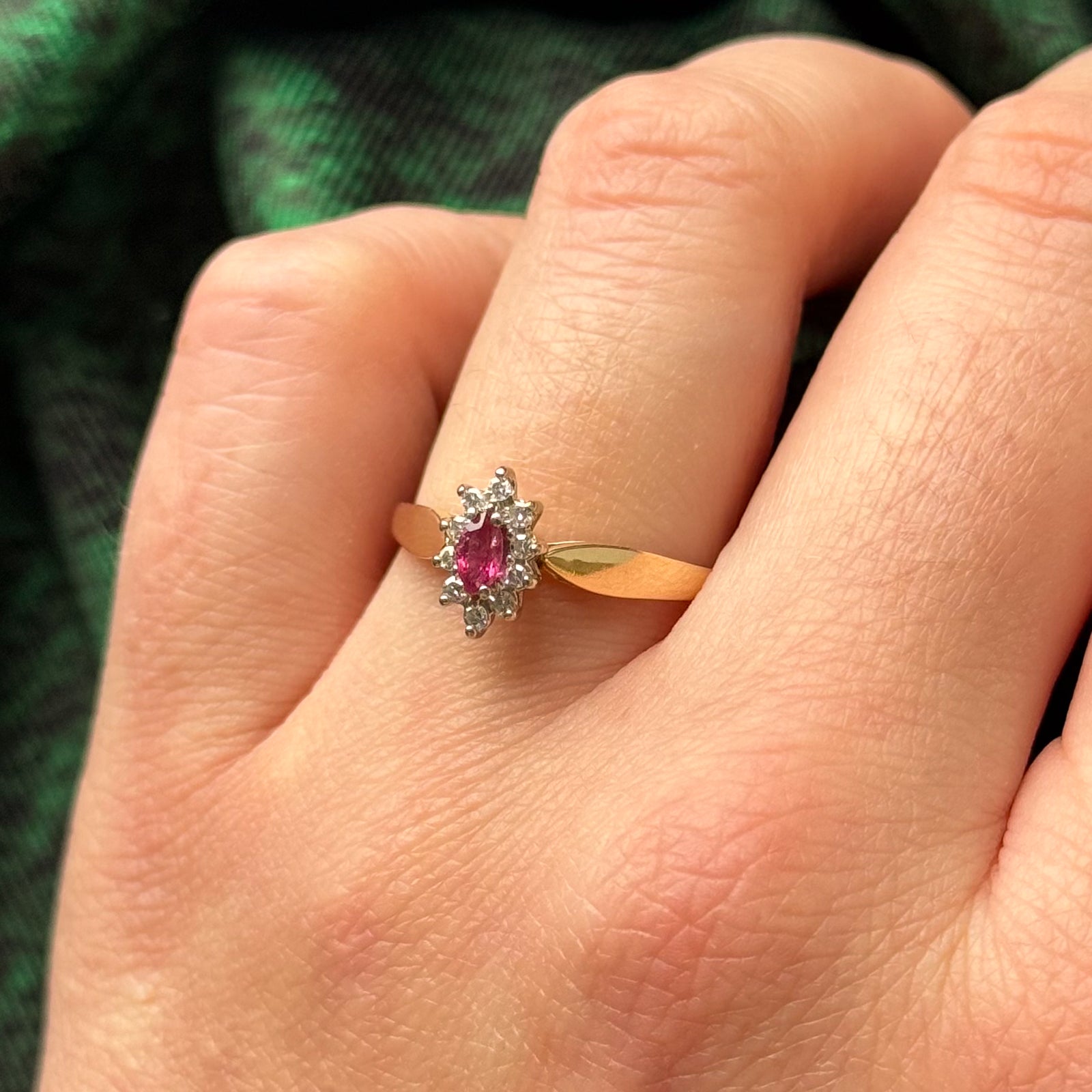 Ruby & Diamond High-Set Ring | 0.14ct, 0.10ctw | SZ 7.25 |