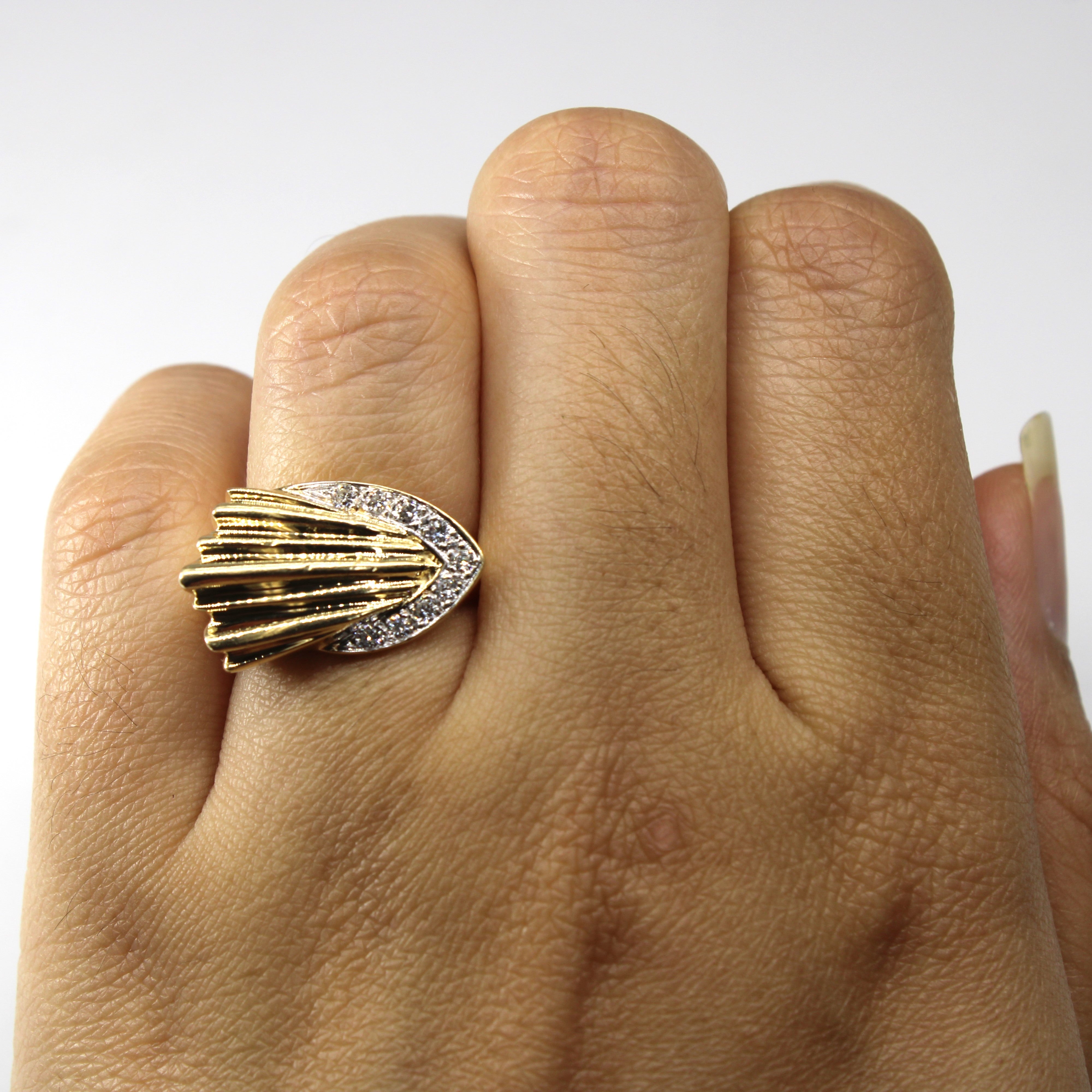 High Set Textured Gold Diamond Ring | 0.27ctw | SZ 5.25 |