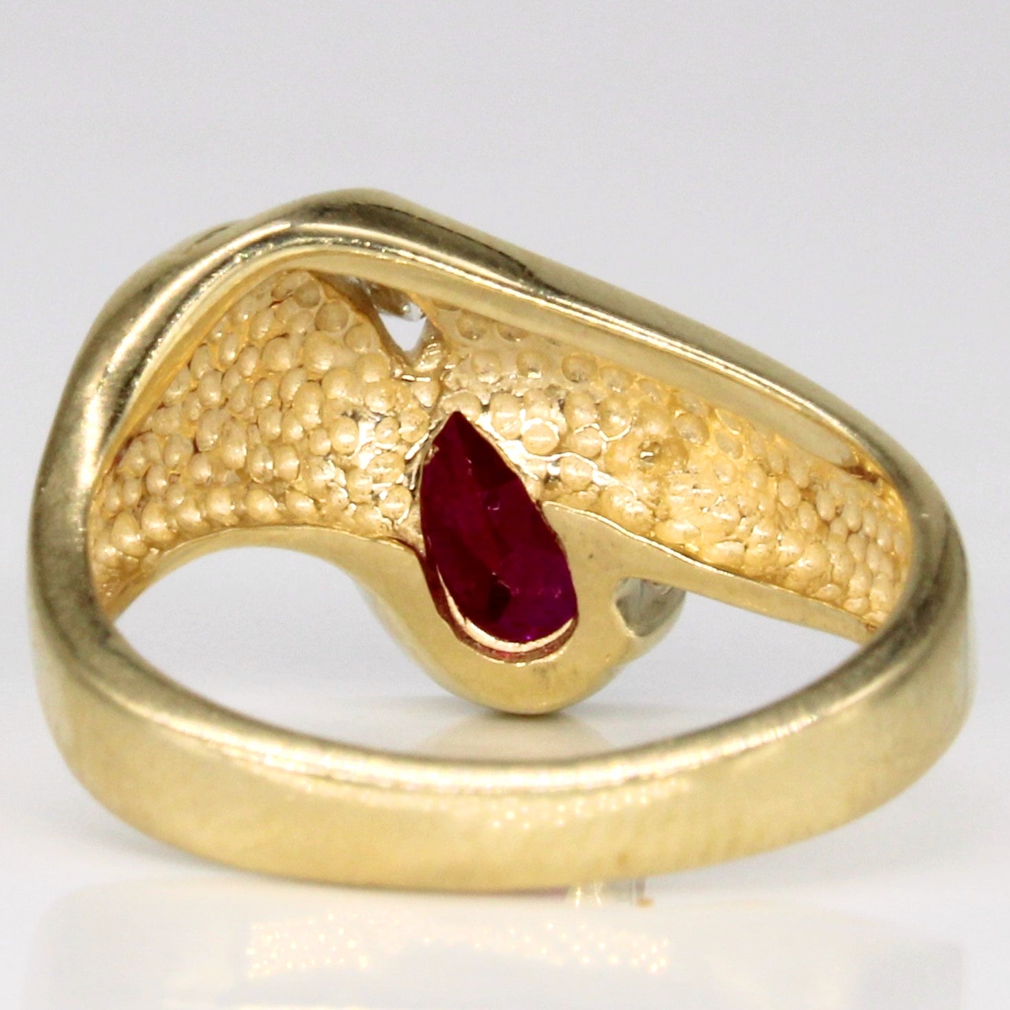 Synthetic Ruby & Natural Diamond Contour Ring | 1.00ct, 0.07ctw | SZ 4.25 |