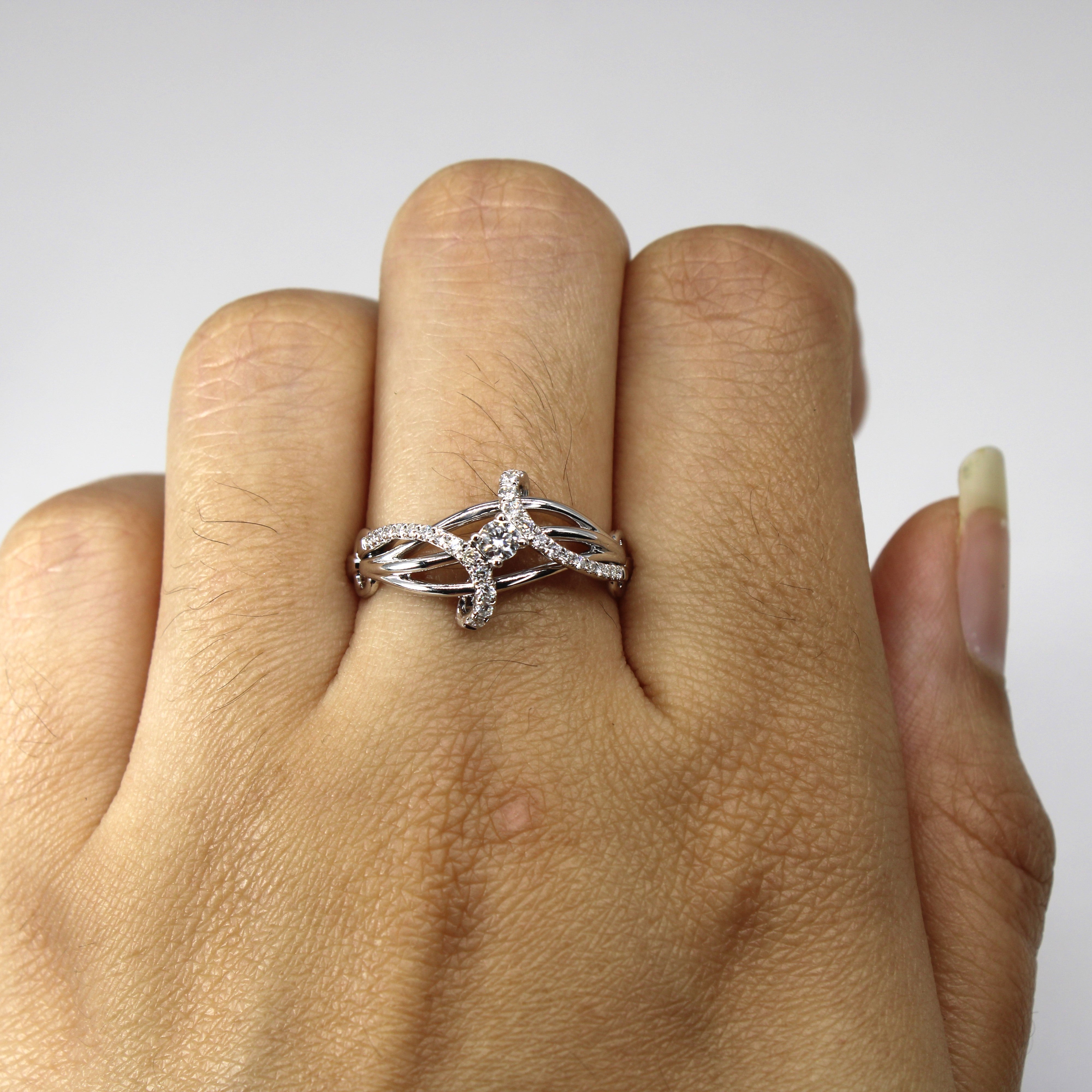 Pave Set Diamond Bypass Ring | 0.24ctw | SZ 7.25 |