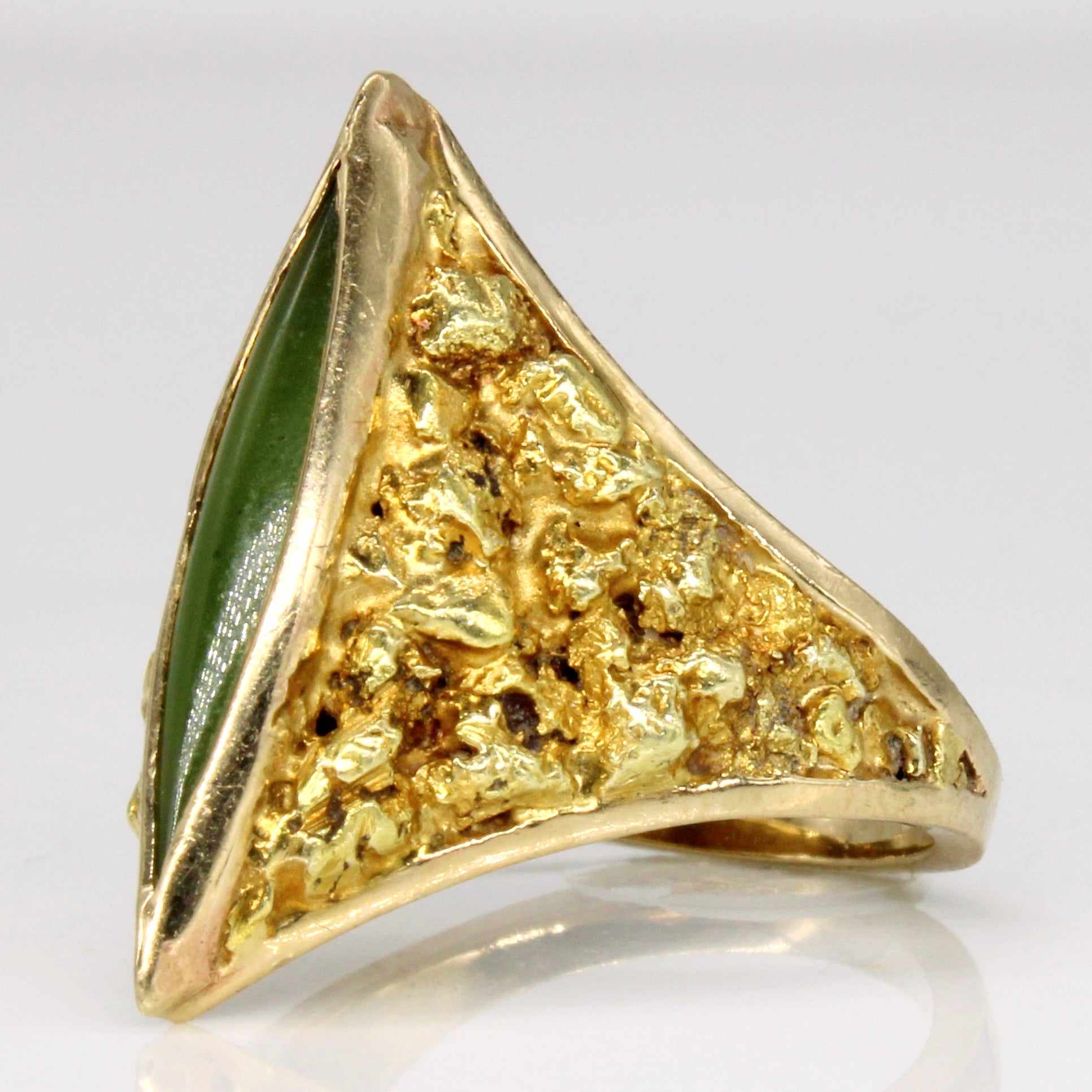 Nephrite Nugget Cocktail 10k Ring | 0.88ct | SZ 5.5 |