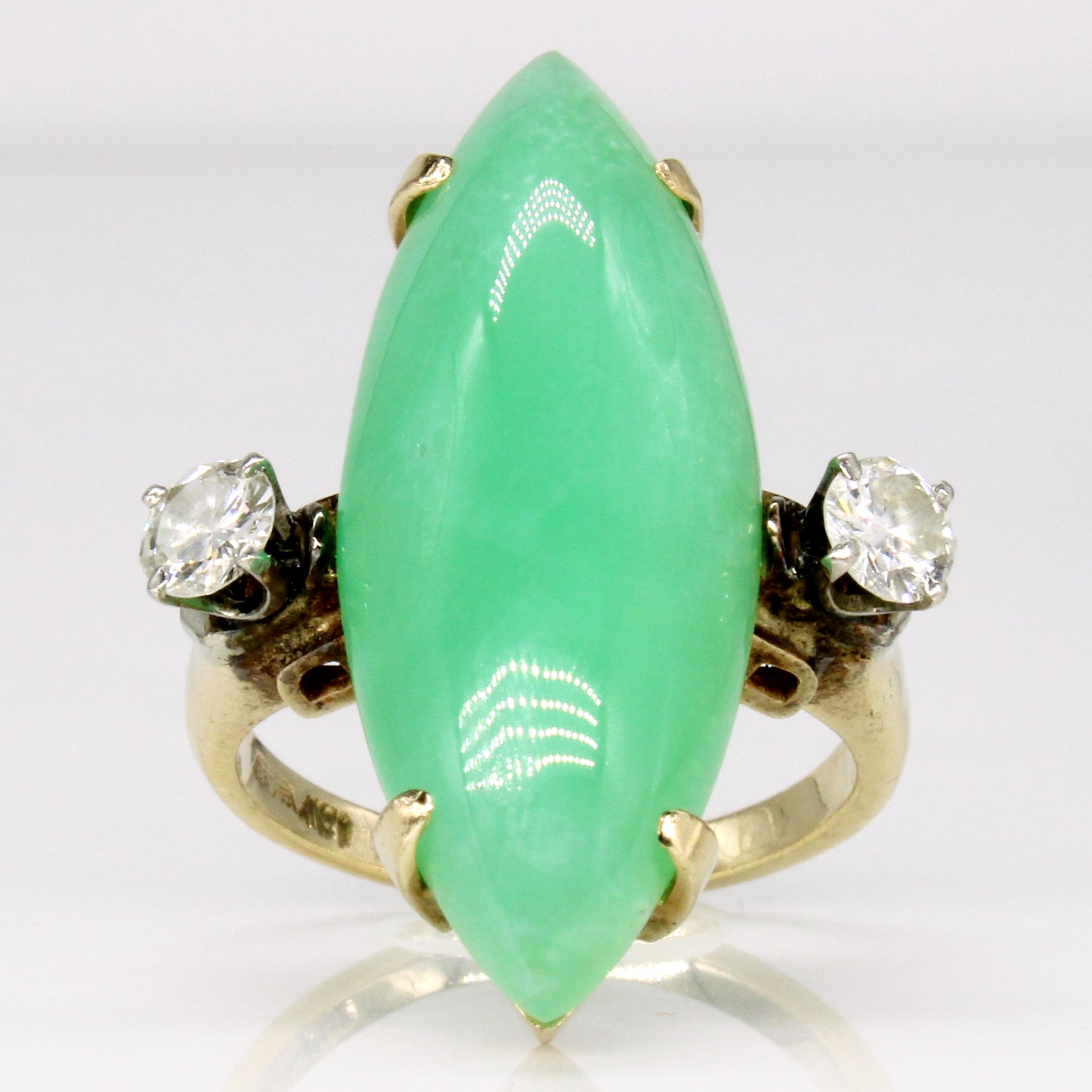 Chrysoprase & Diamond Cocktail Ring | 16.00ct, 0.45ctw | SZ 4.75 |