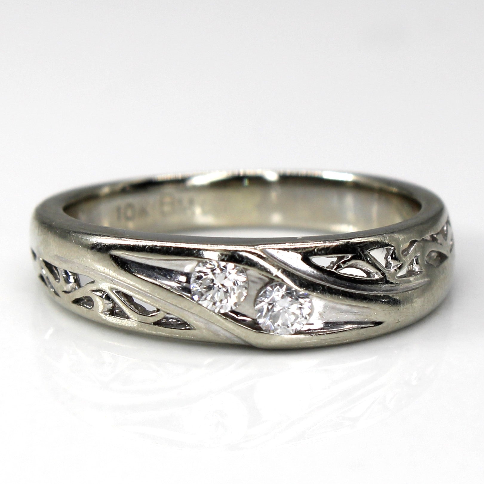 Two Stone Diamond White Gold Ring | 0.10ctw | SZ 7.5 |