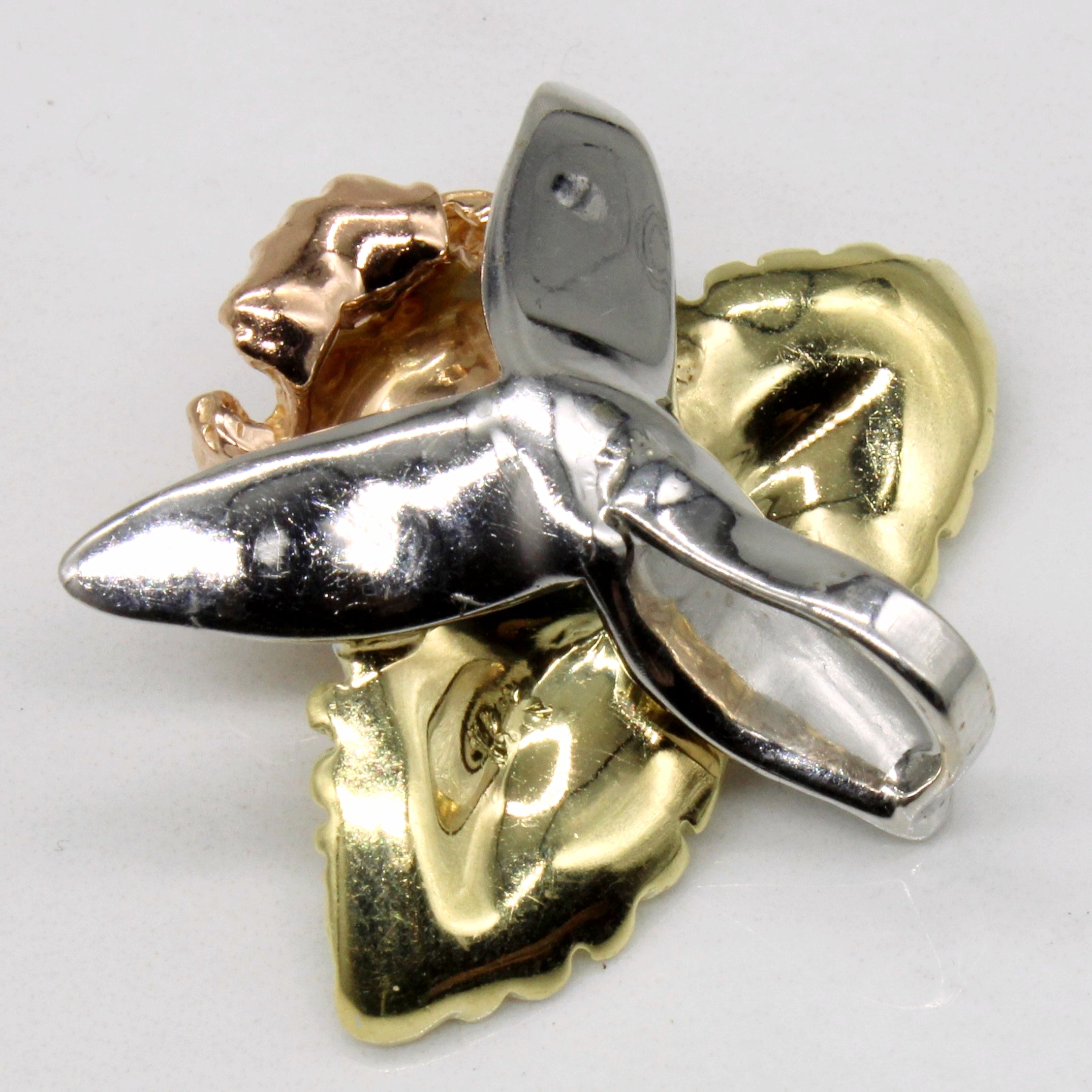 14k Tri Tone Gold Flower Pendant