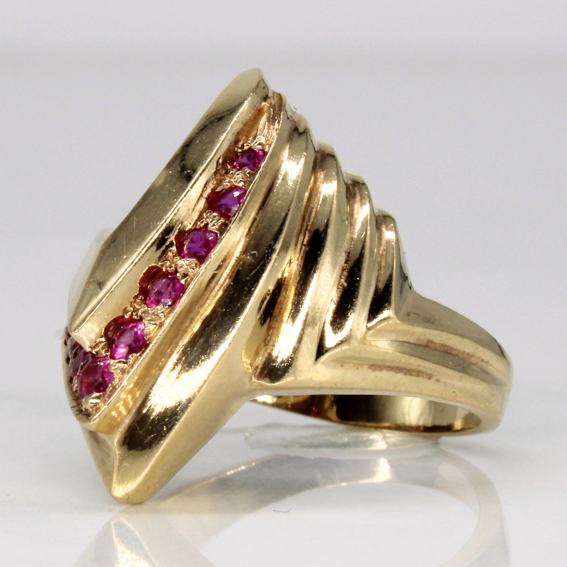 Synthetic Ruby Cocktail Ring | 0.50ctw | SZ 9.75 |