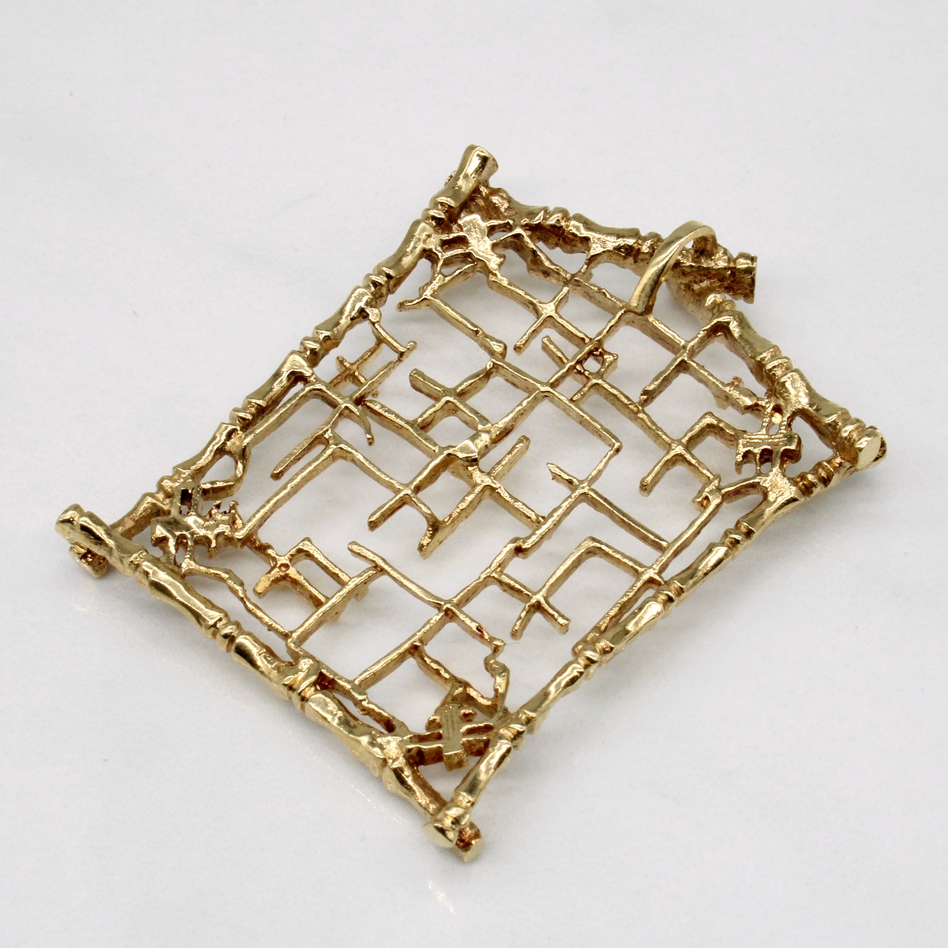 14k Yellow Gold Lattice Pendant