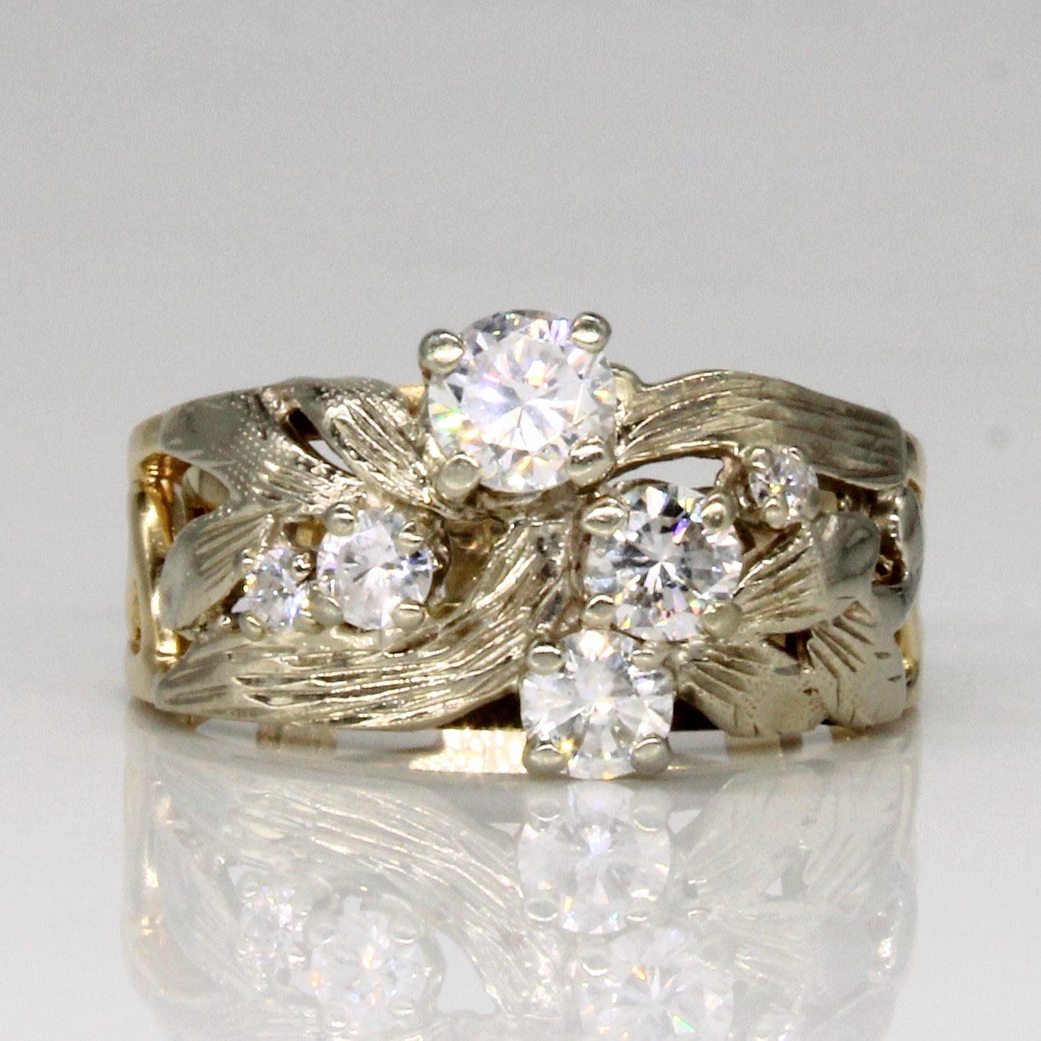 Abstract Diamond 10k Yellow Gold Ring | 0.77ctw | SZ 6.5 |