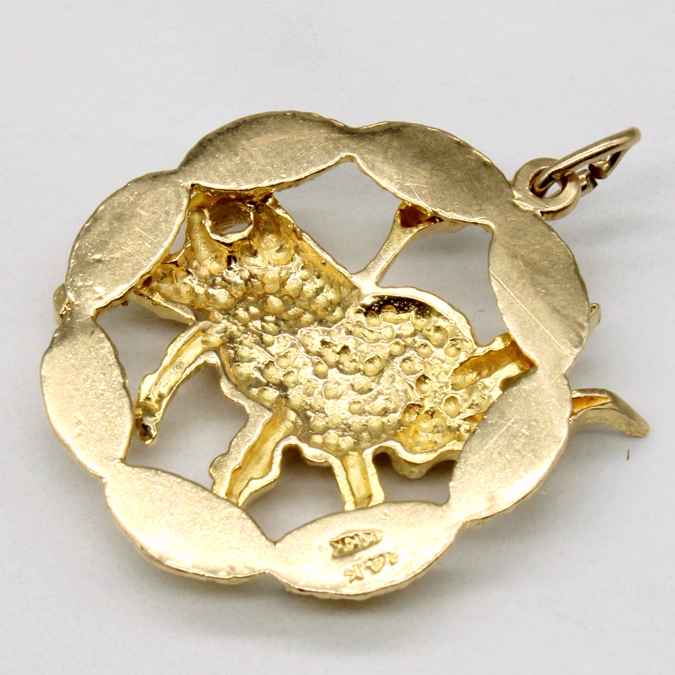 14k Yellow Gold Bull Pendant