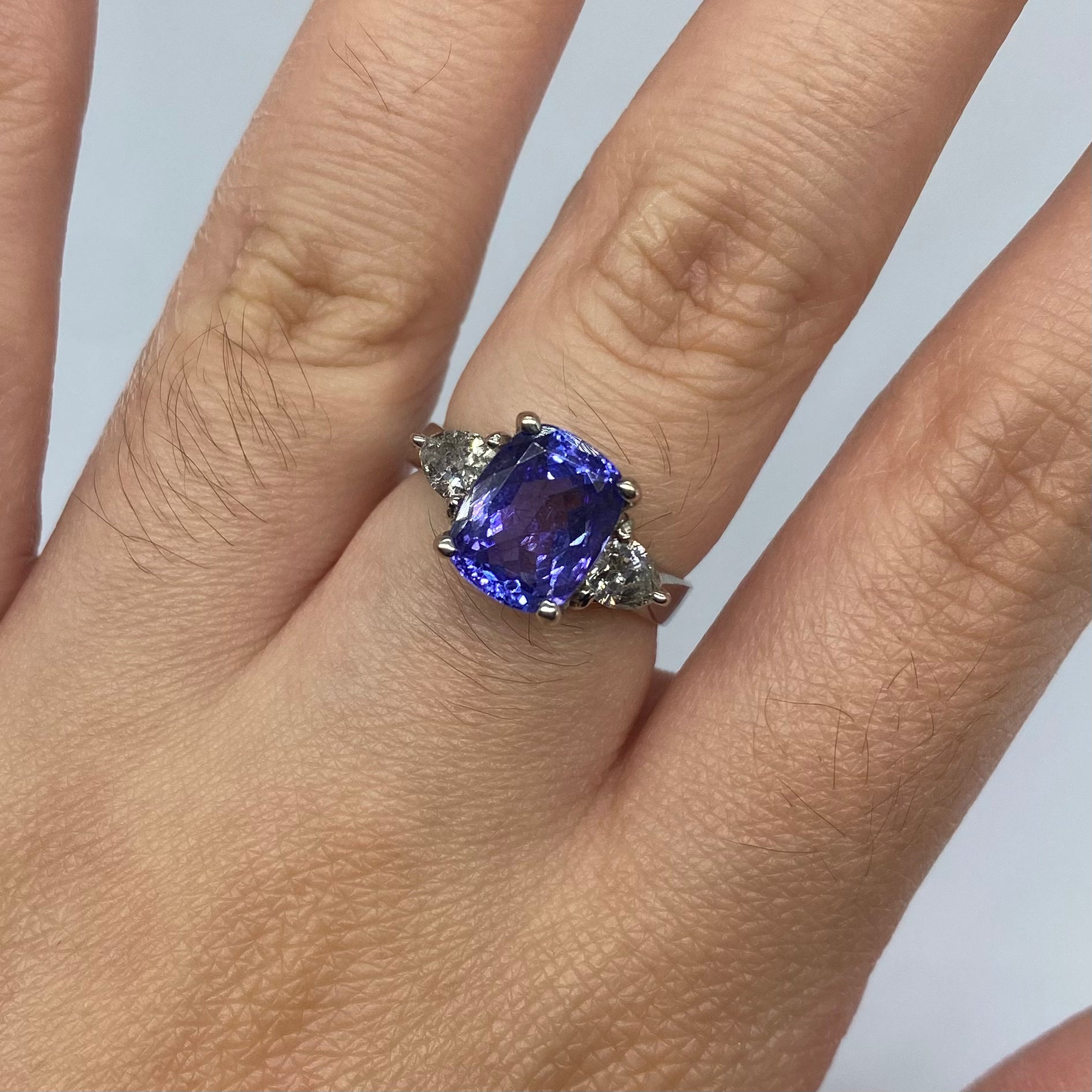 Tanzanite and Diamond Three Stone Ring | 0.40ctw | SZ 5.25 |