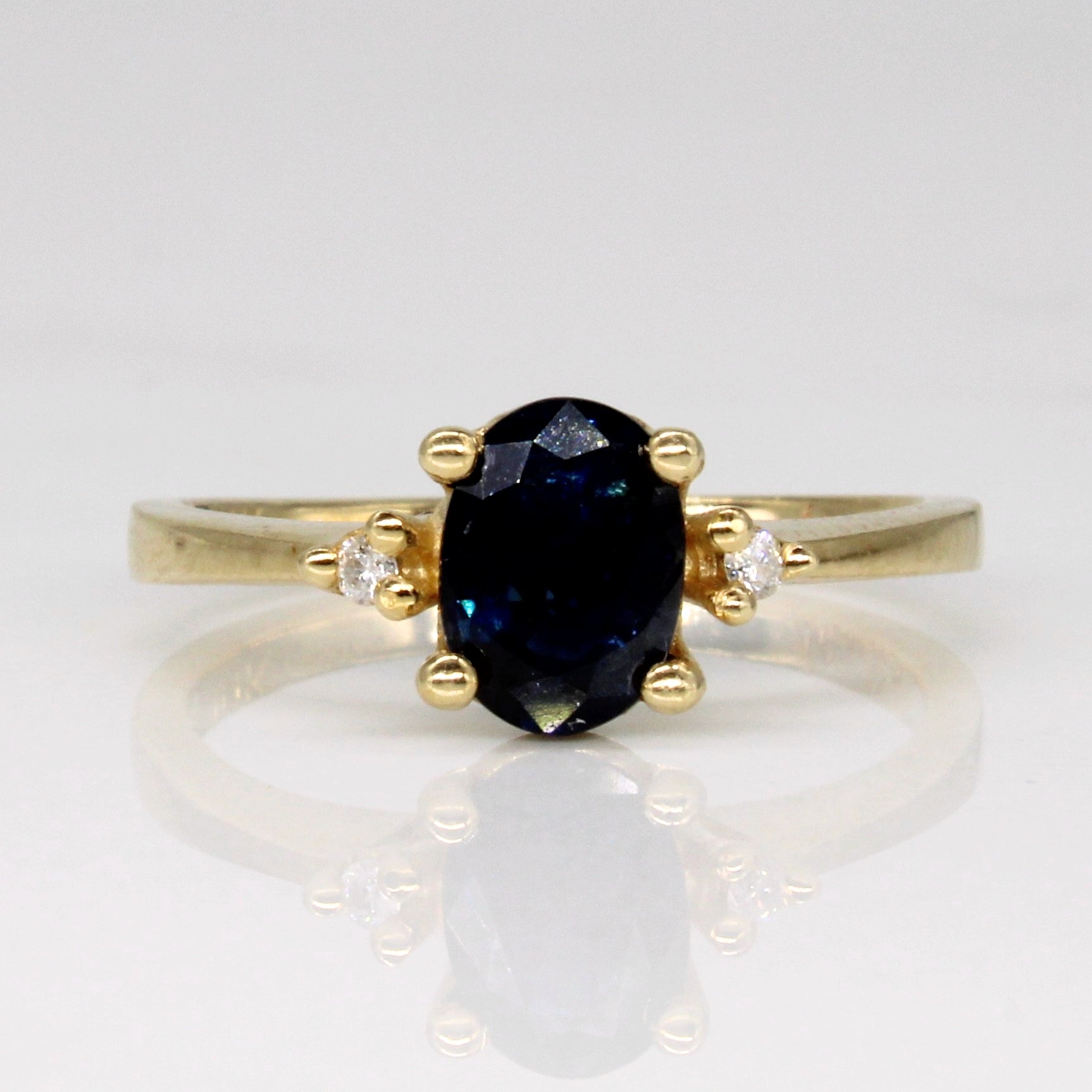 Oval Cut Sapphire & Diamond Ring | 0.80ct, 0.02ctw | SZ 5.75 |