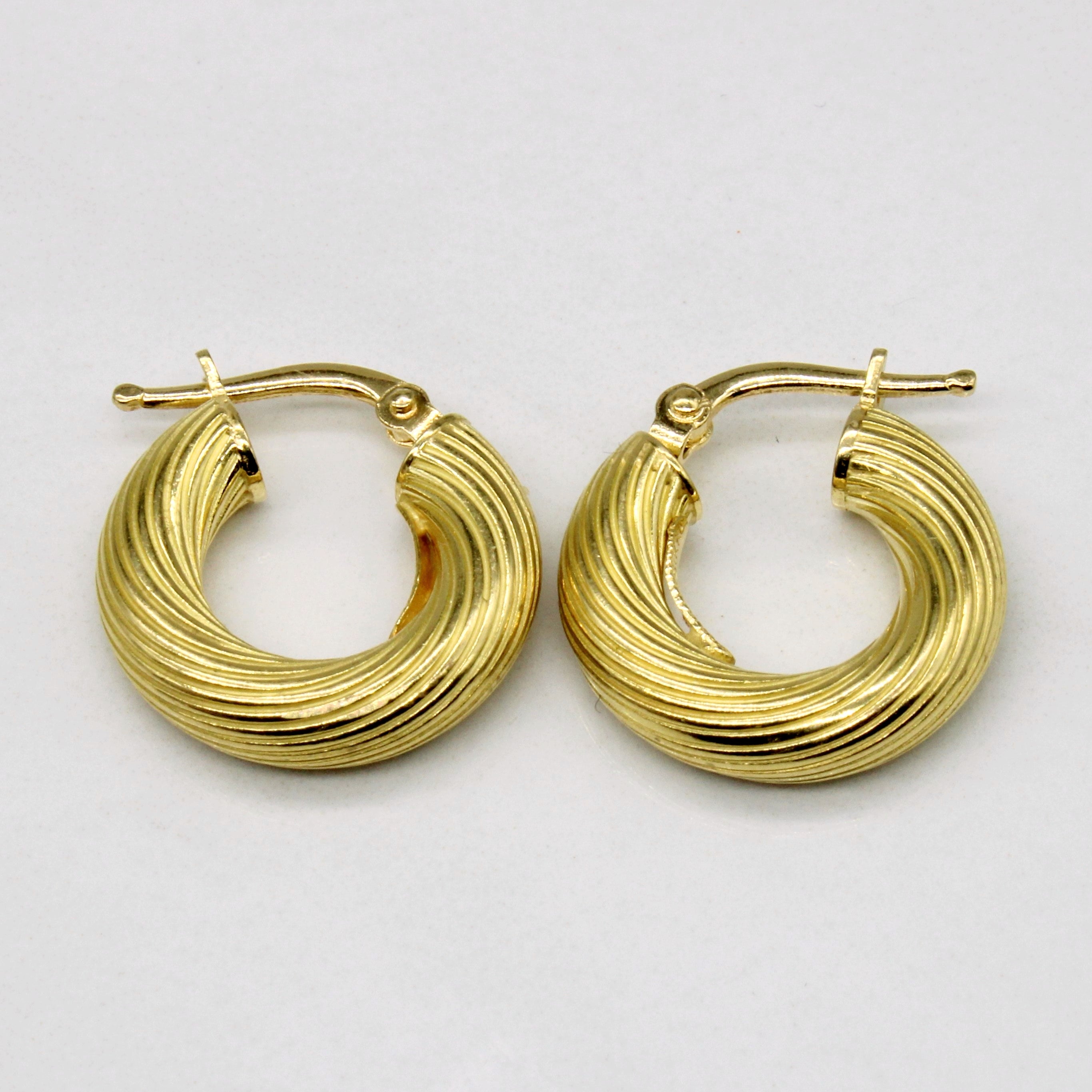 Boucles d'oreilles créoles Birks en or jaune 18 carats, fabriquées en Italie