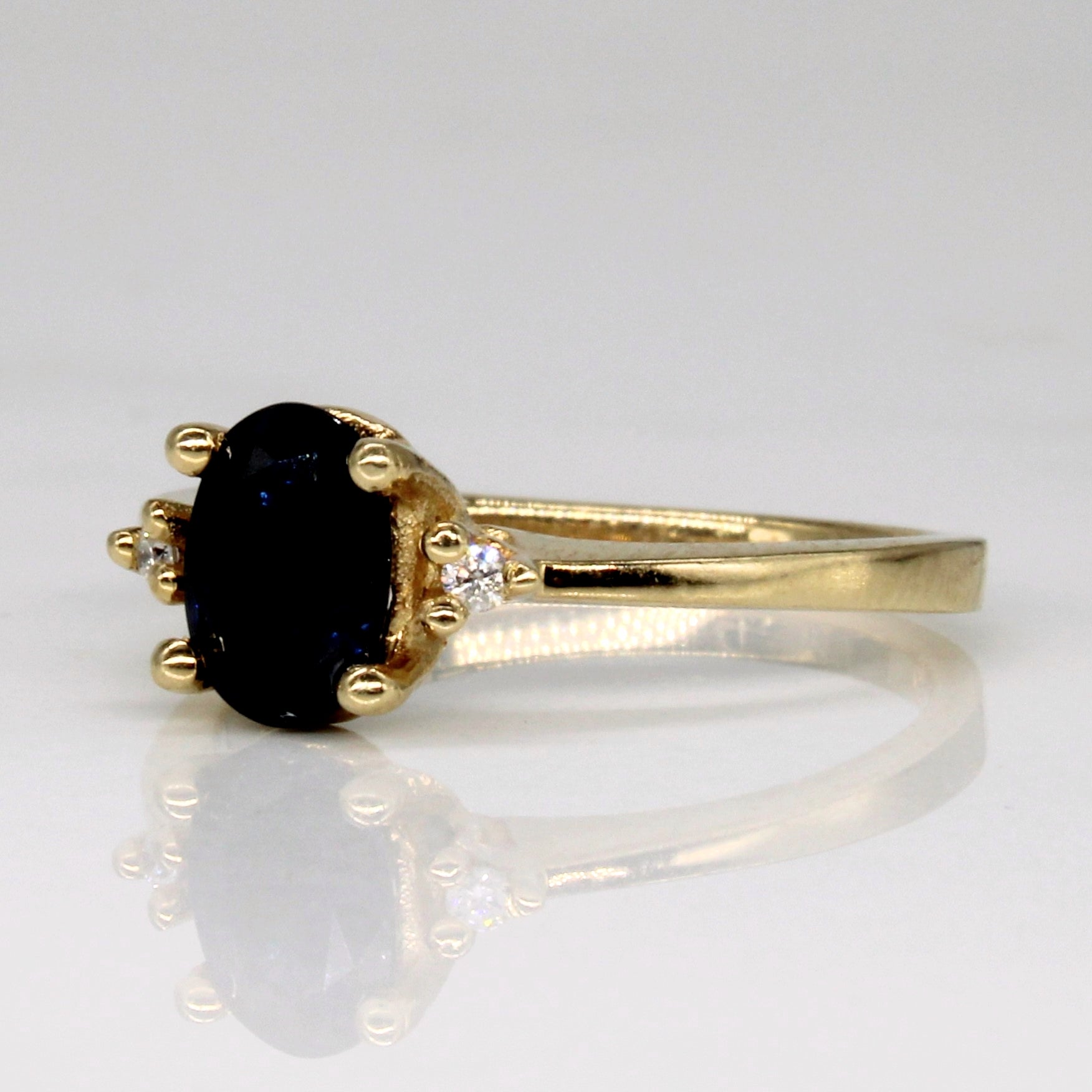 Oval Cut Sapphire & Diamond Ring | 0.80ct, 0.02ctw | SZ 5.75 |
