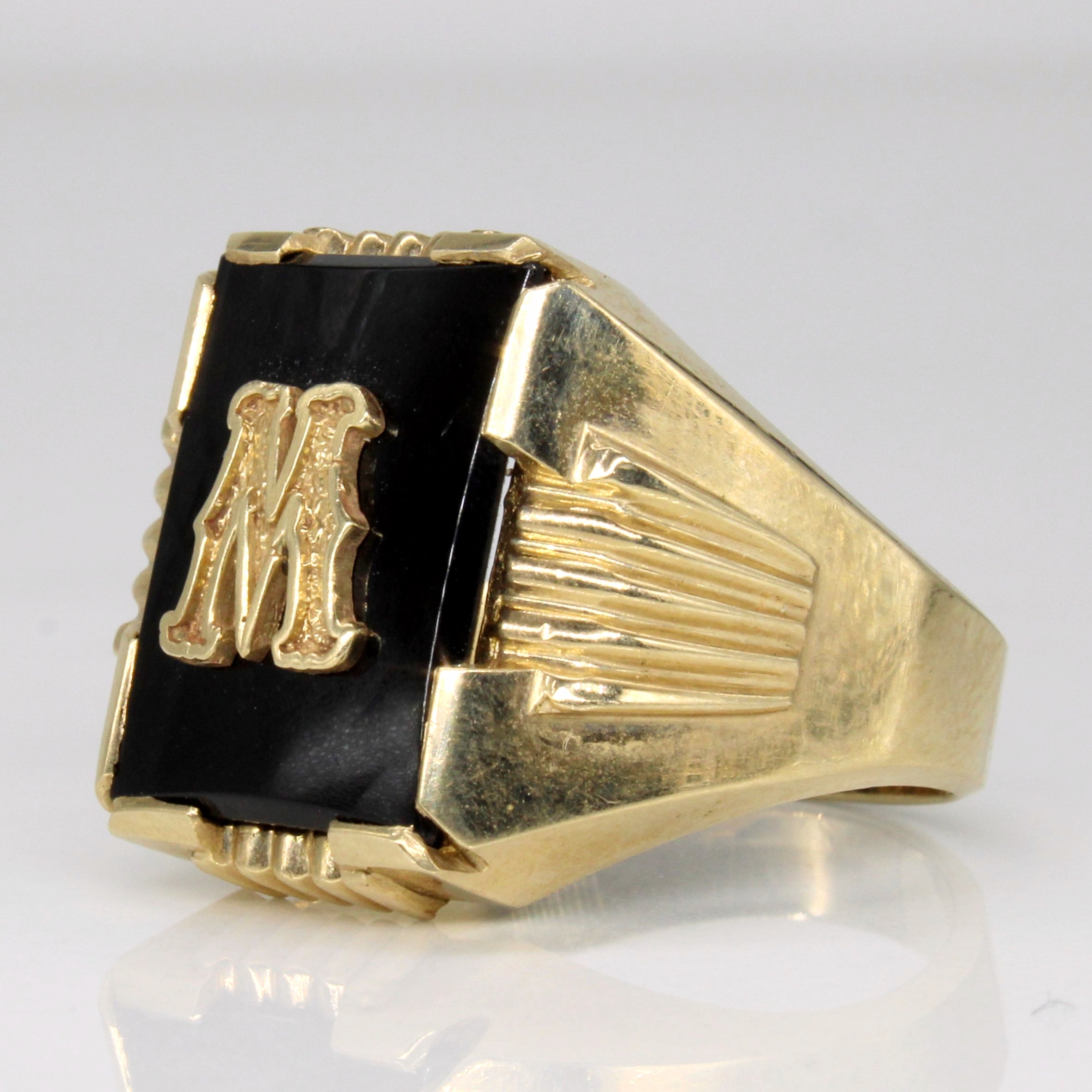 Onyx 'M' Initial Ring | 3.00ct | SZ 10 |