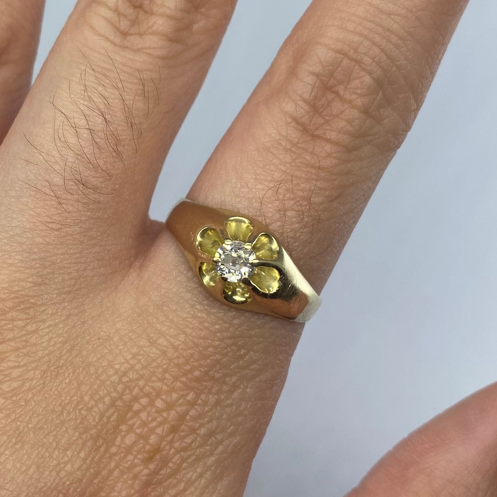 12k Old European Cut Diamond Ring | 0.25ct | SZ 8.5 |