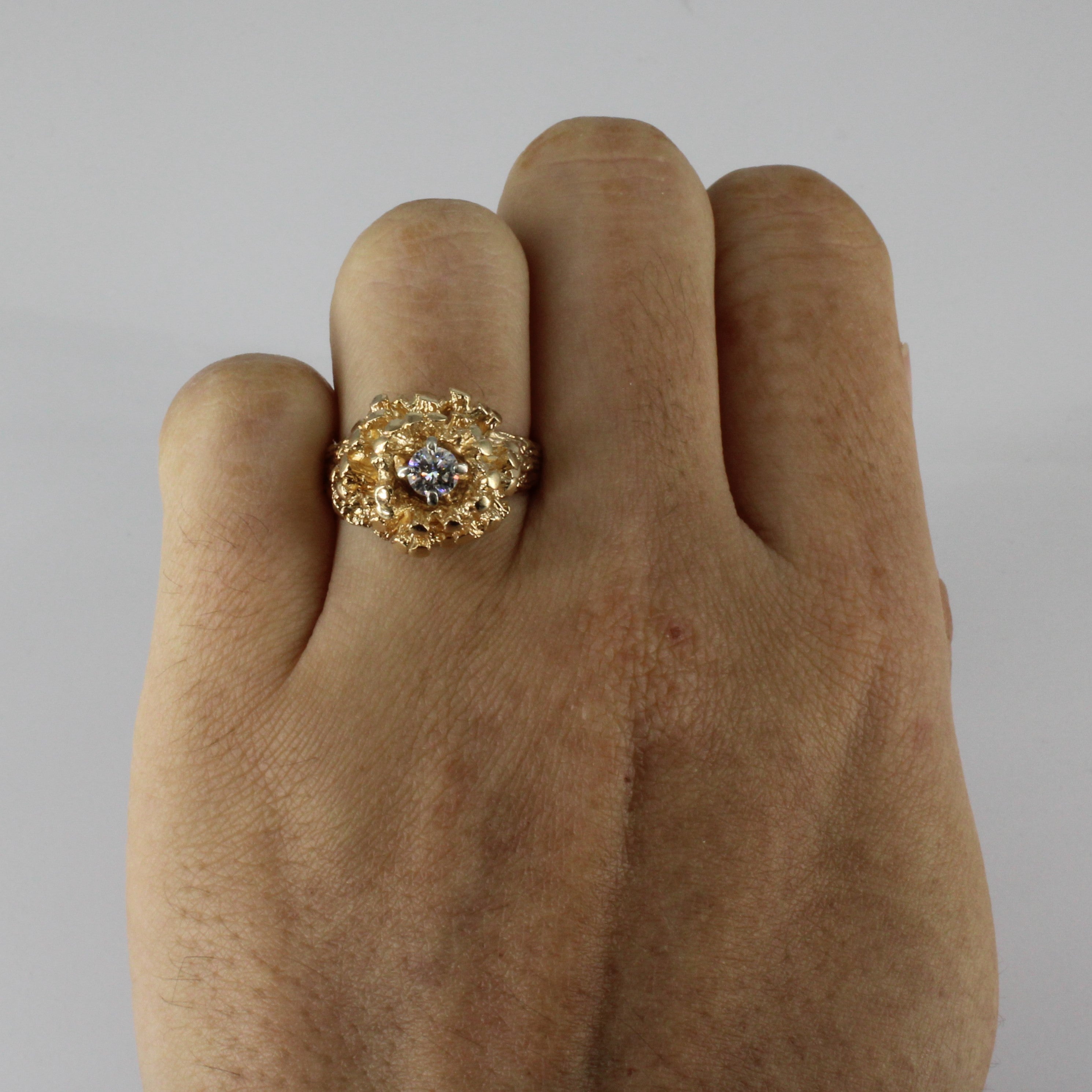 High Set Solitaire Diamond Textured Ring | 0.26ct | SZ 6 |