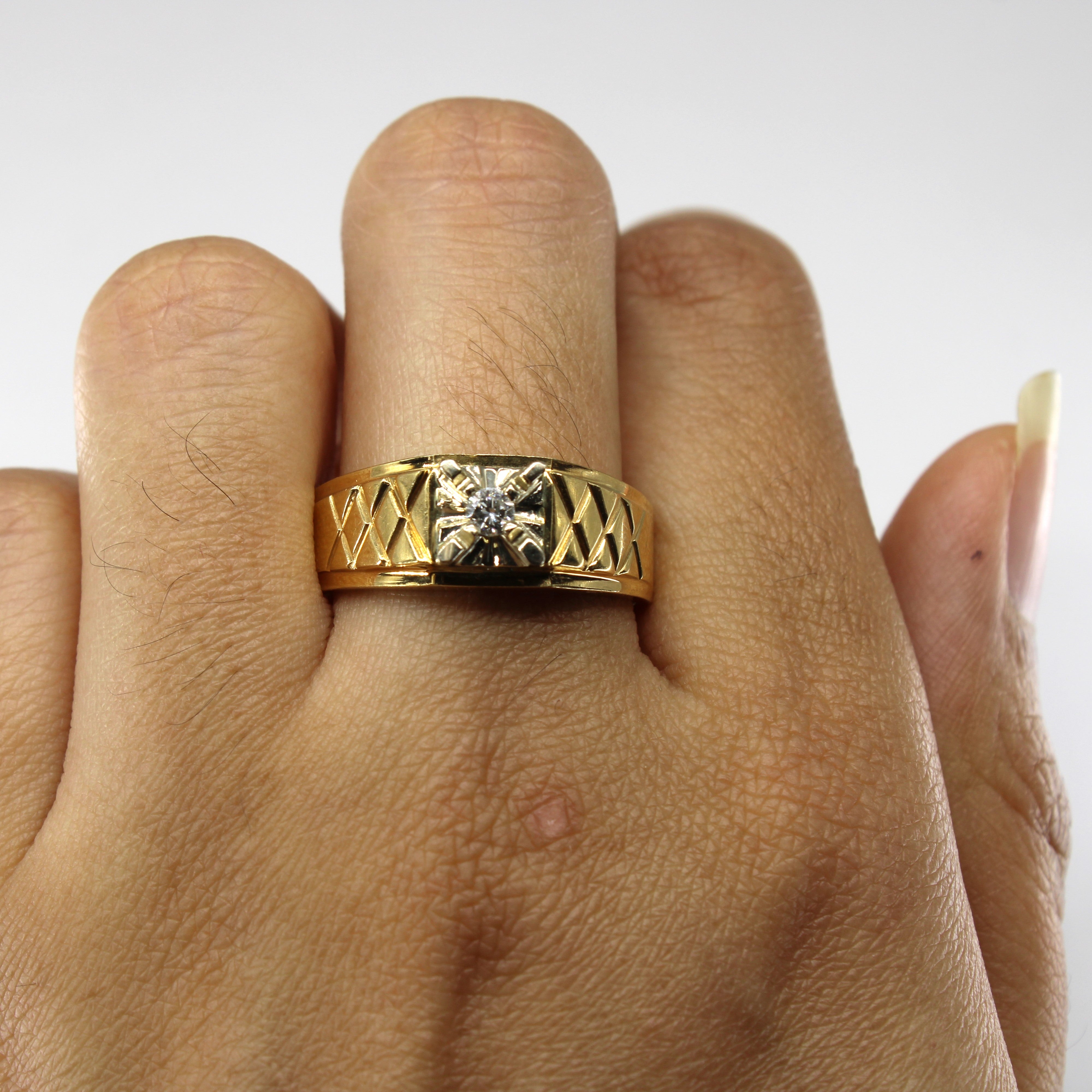 Solitaire Diamond Textured Ring | 0.10ct | SZ 11 |