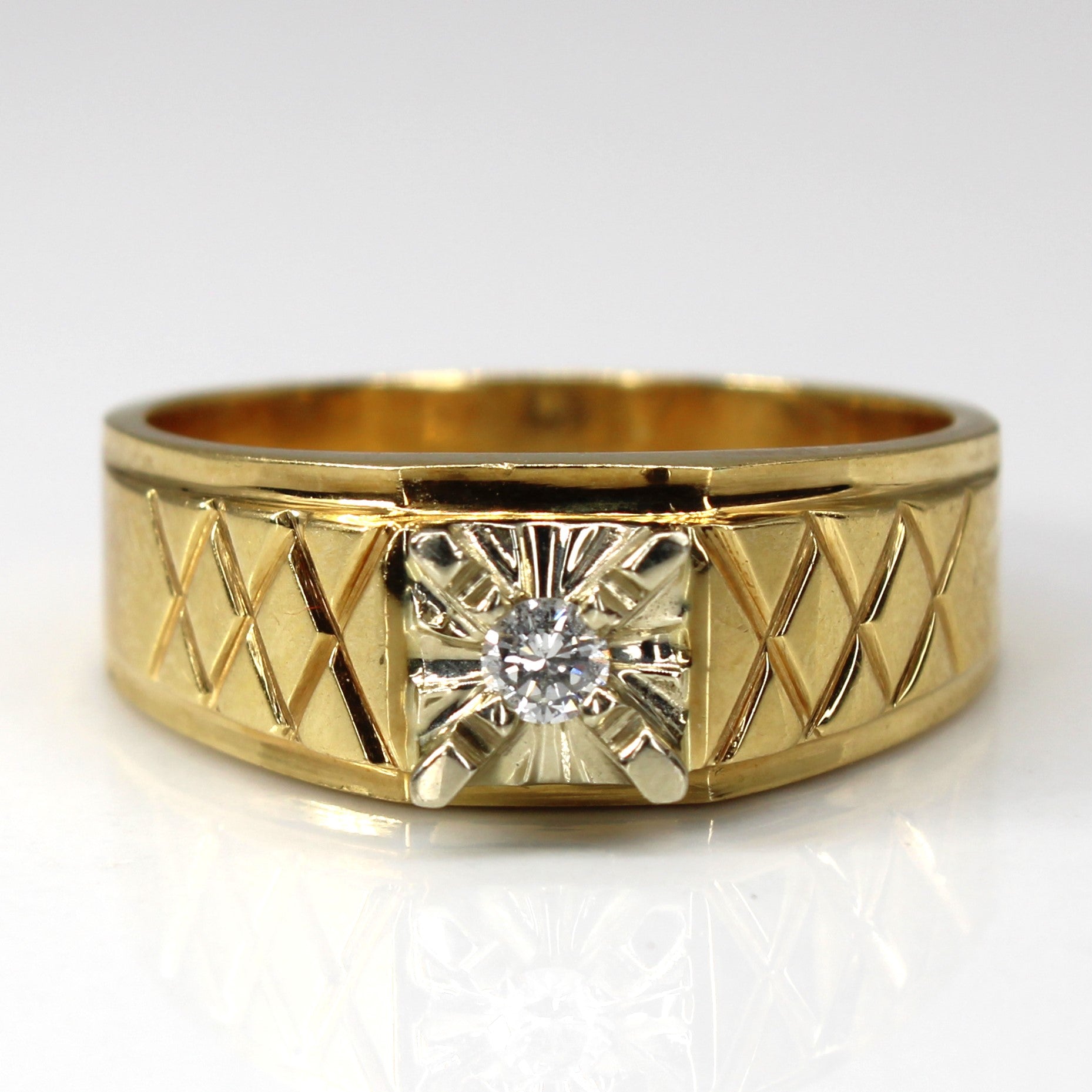 Solitaire Diamond Textured Ring | 0.10ct | SZ 11 |