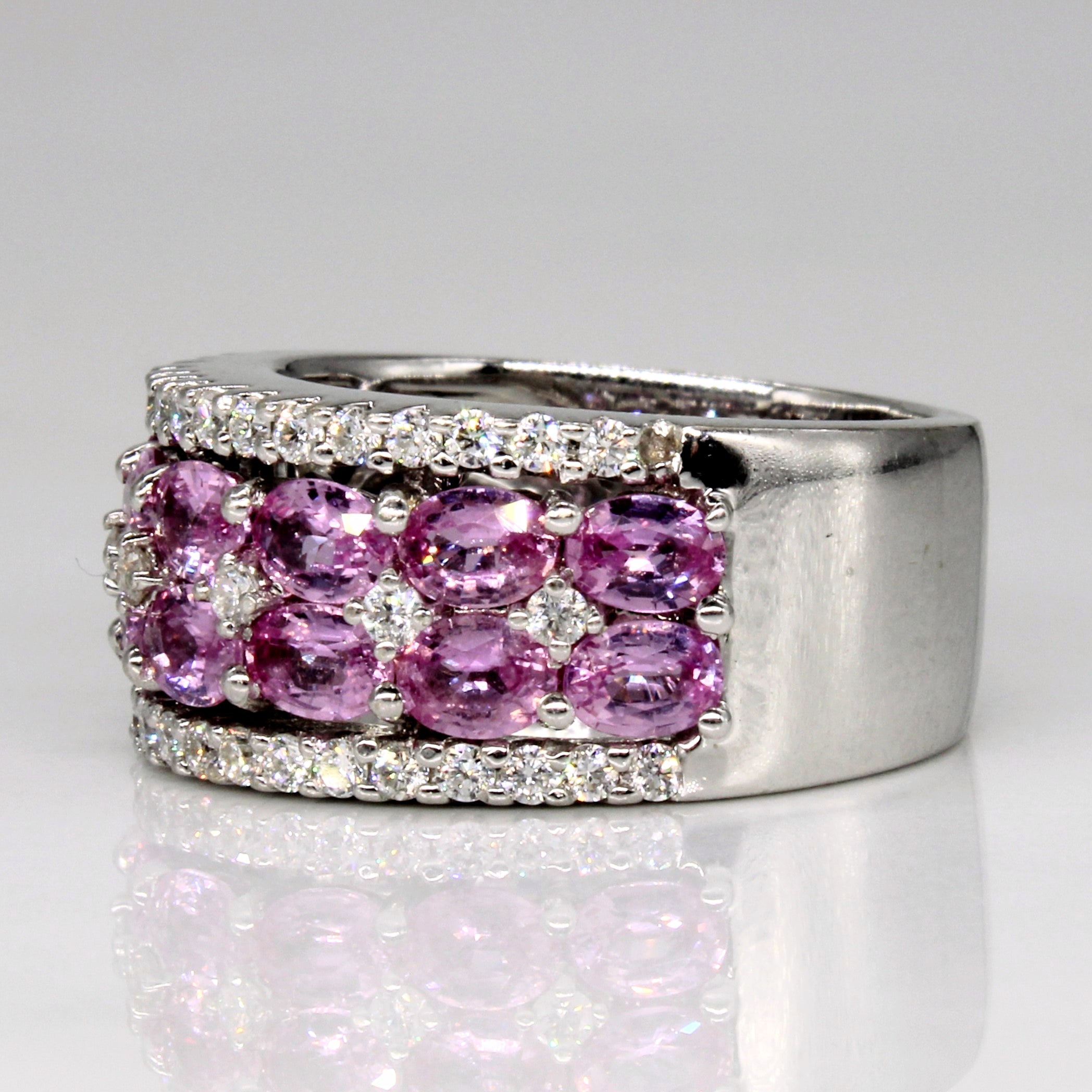 Bague cocktail saphir rose et diamants | 2,12 ct, 0,54 ct | Taille 6,5 |