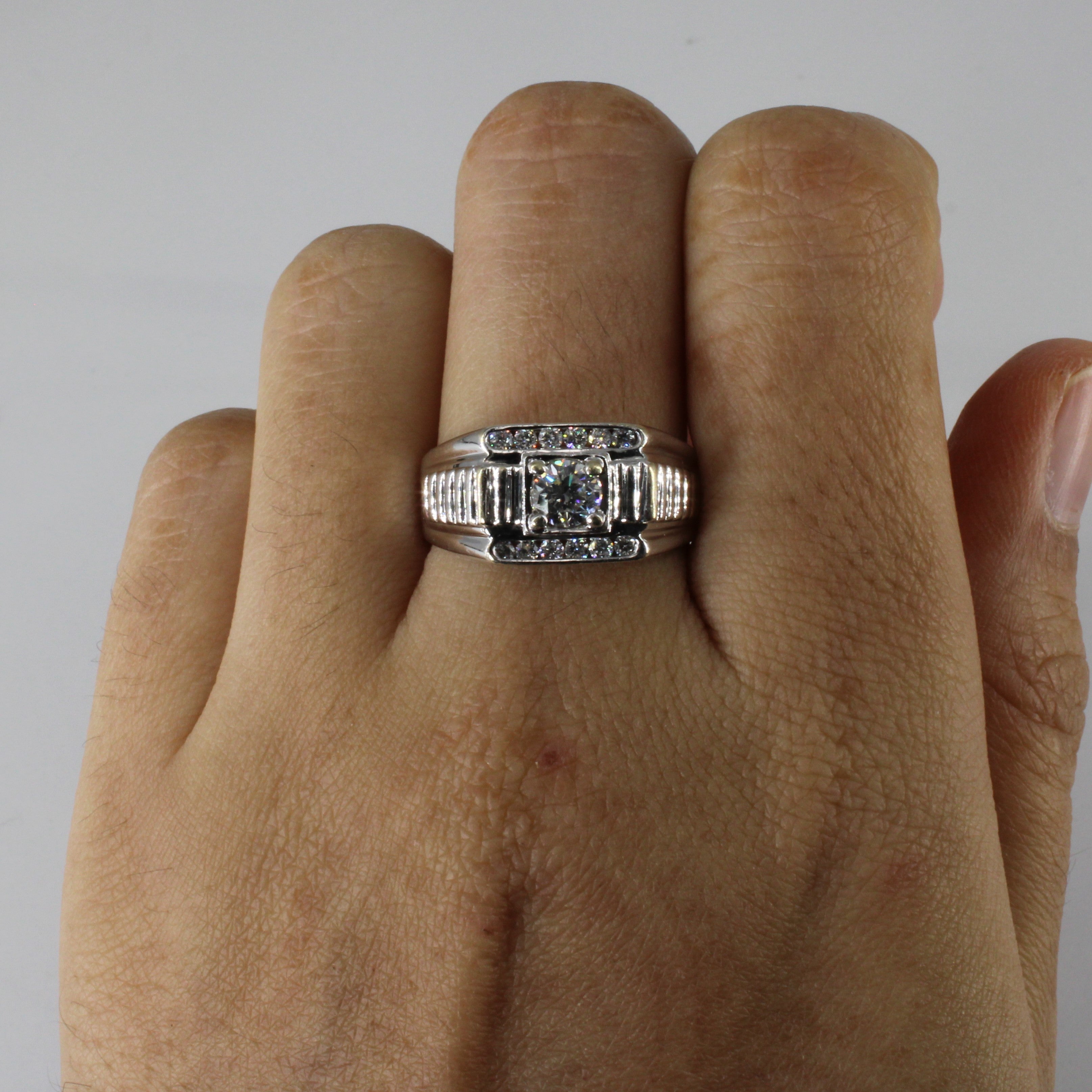Channel Diamond Textured Gold Ring | 0.52ctw | SZ 7.75 |