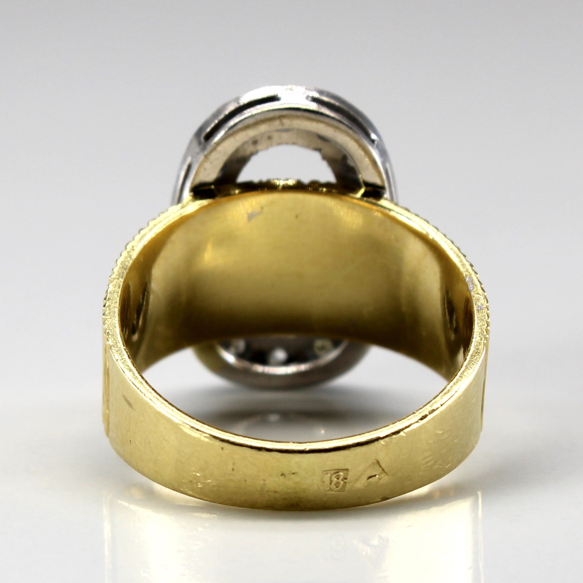 Diamond Buckle Design Textured Gold Ring | 0.15ctw | SZ 6.25 |