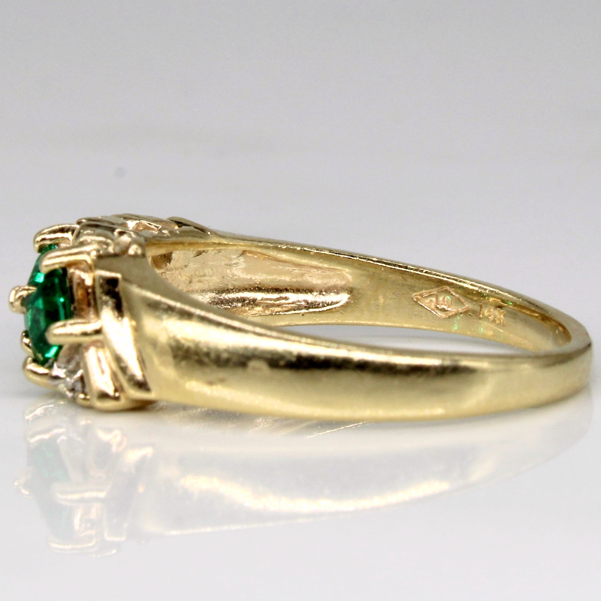 Synthetic Emerald & Natural Diamond Ring | 0.39ctw, 0.03ctw | SZ 6.75 |