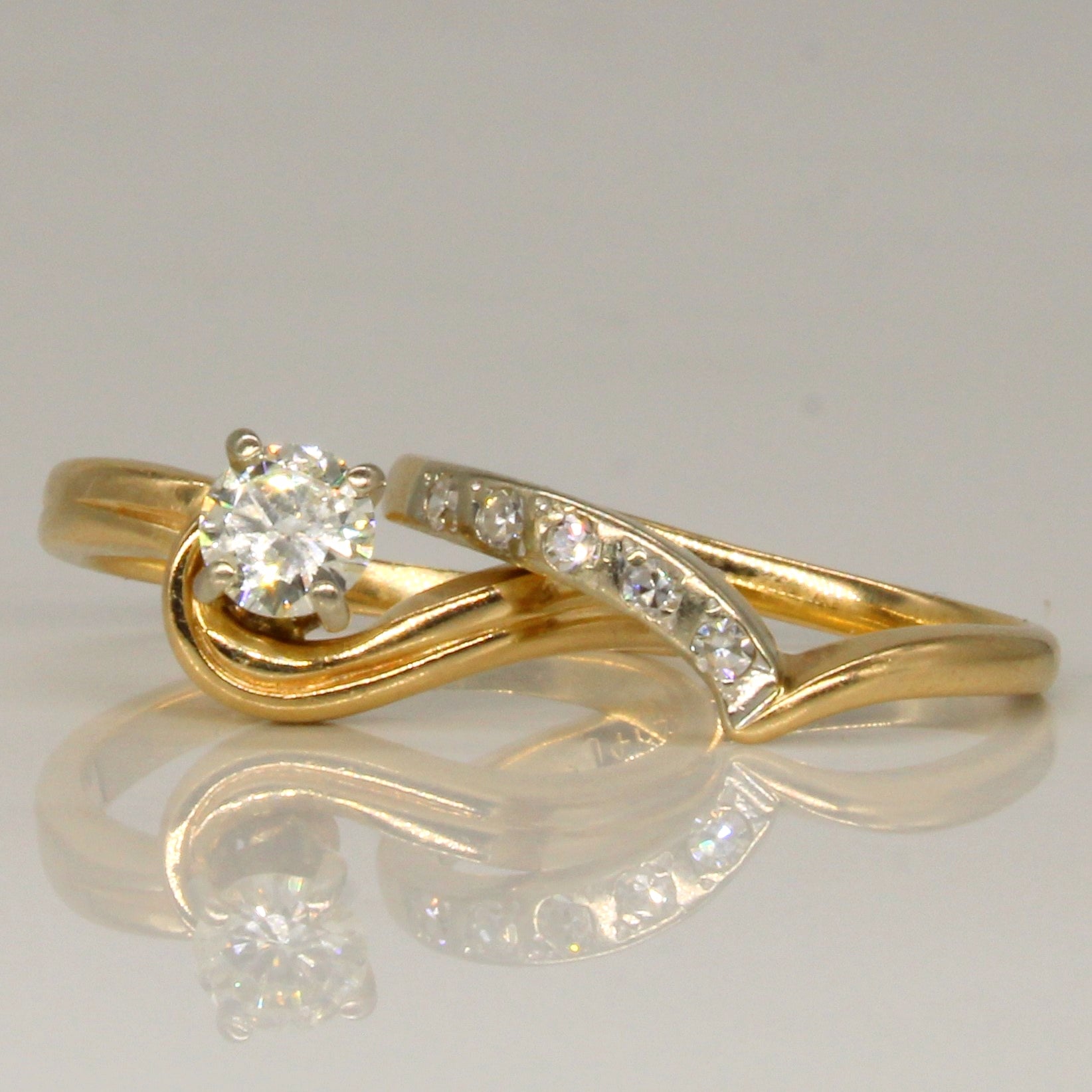 Diamond Wedding Ring Set | 0.37ctw | SZ 4.5 |