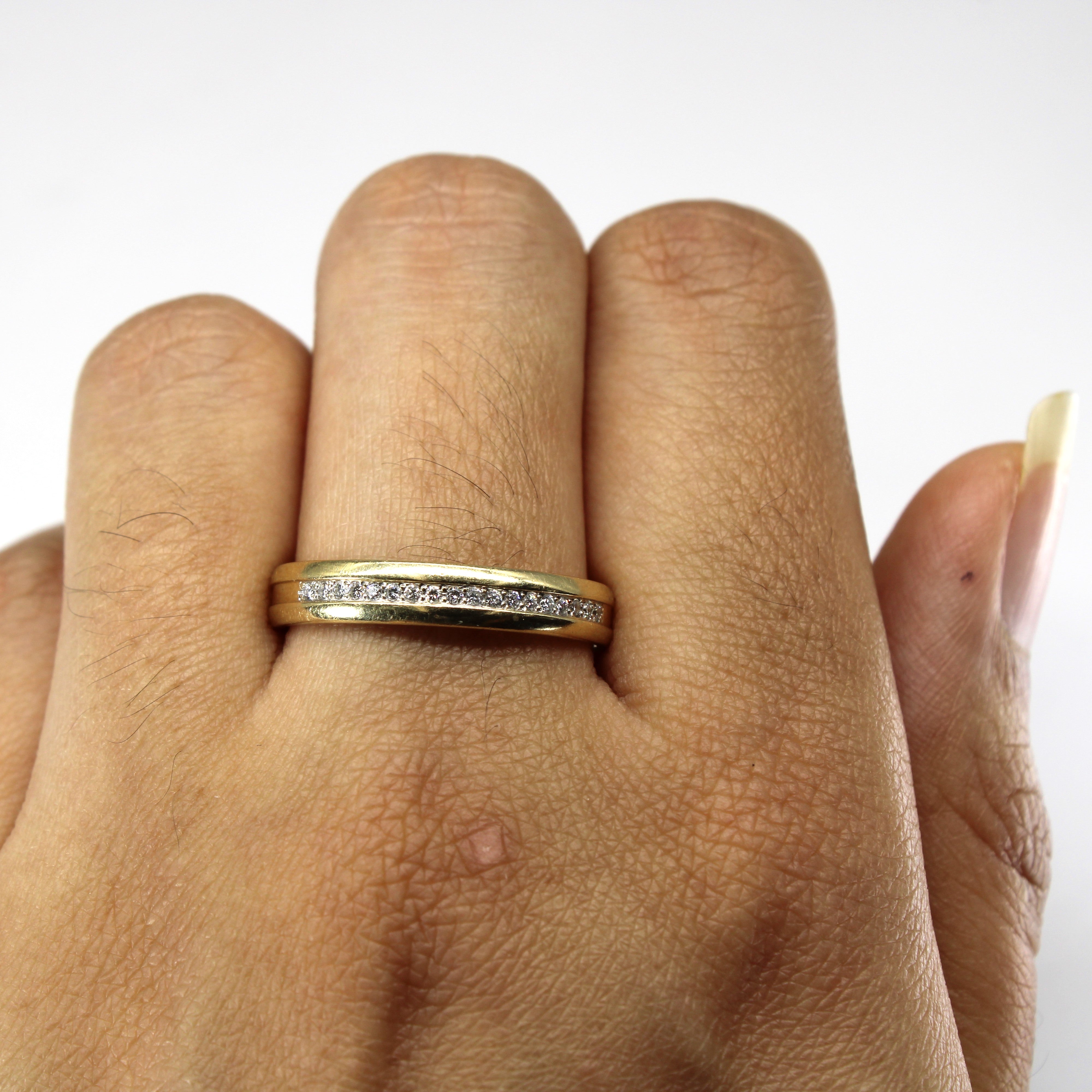 Bague en or jaune 14 carats | 0,09 ct | Taille 9 |