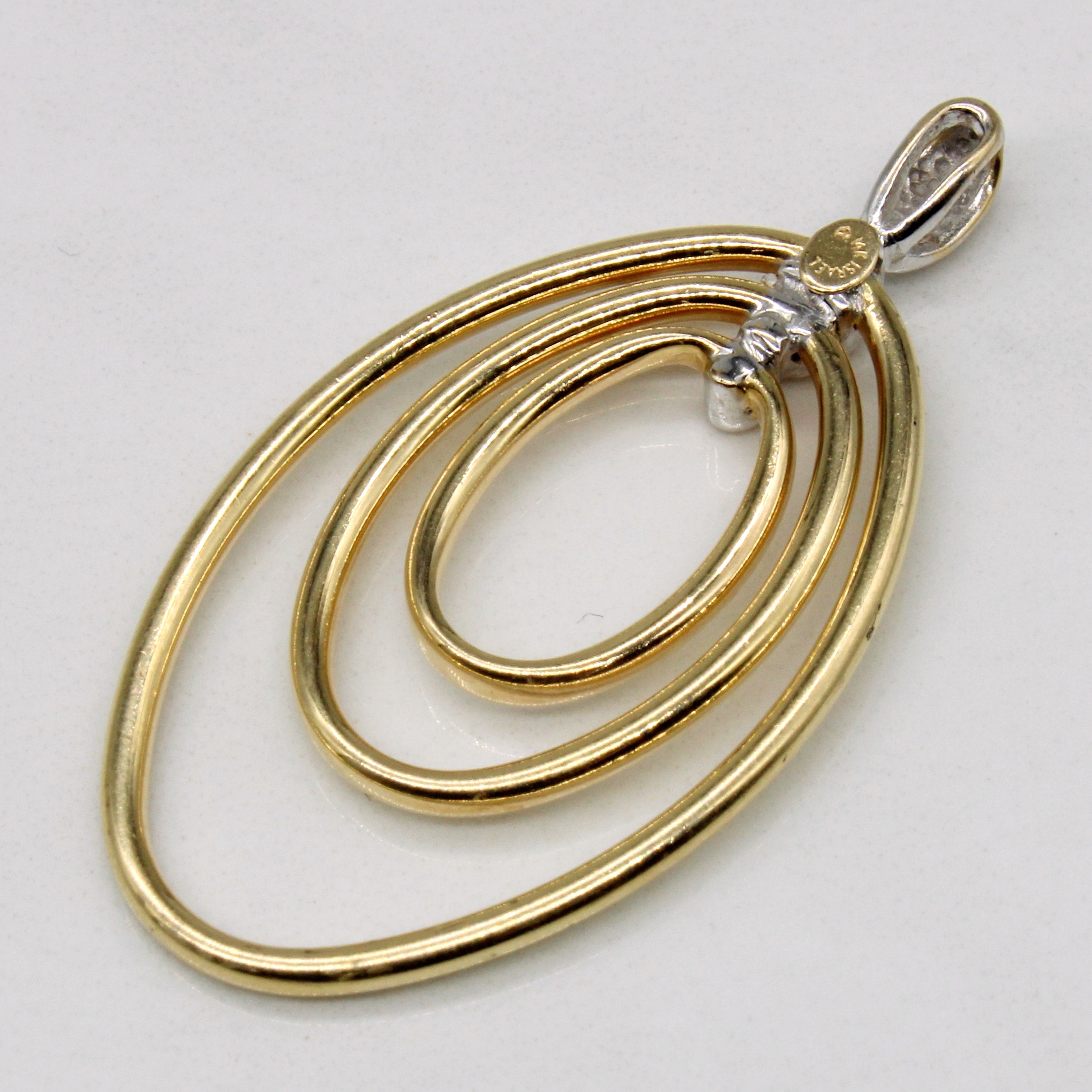 14k Two Tone Gold Oval Pendant