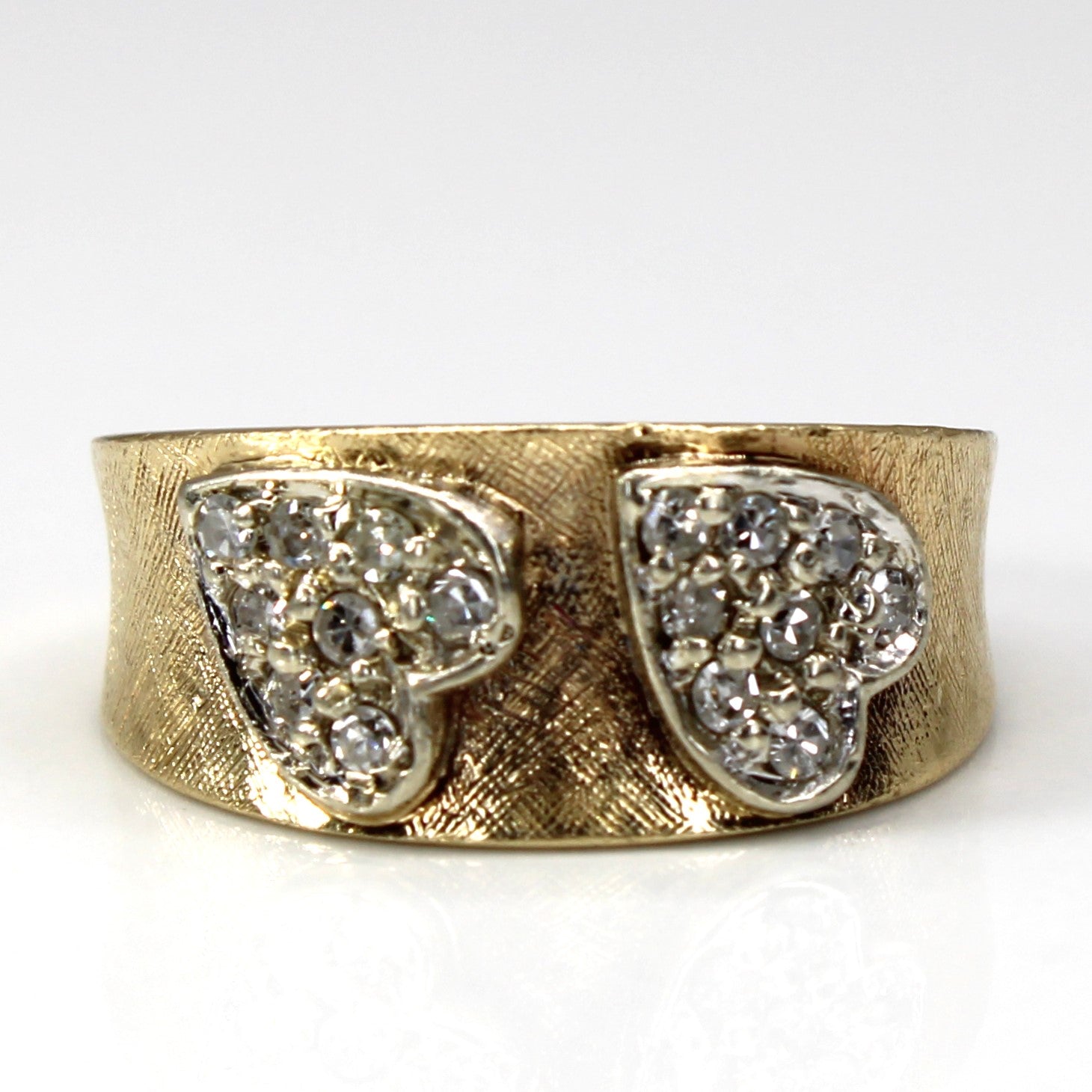 Cluster Diamond Heart Design Gold Ring | 0.24ctw | SZ 6 |