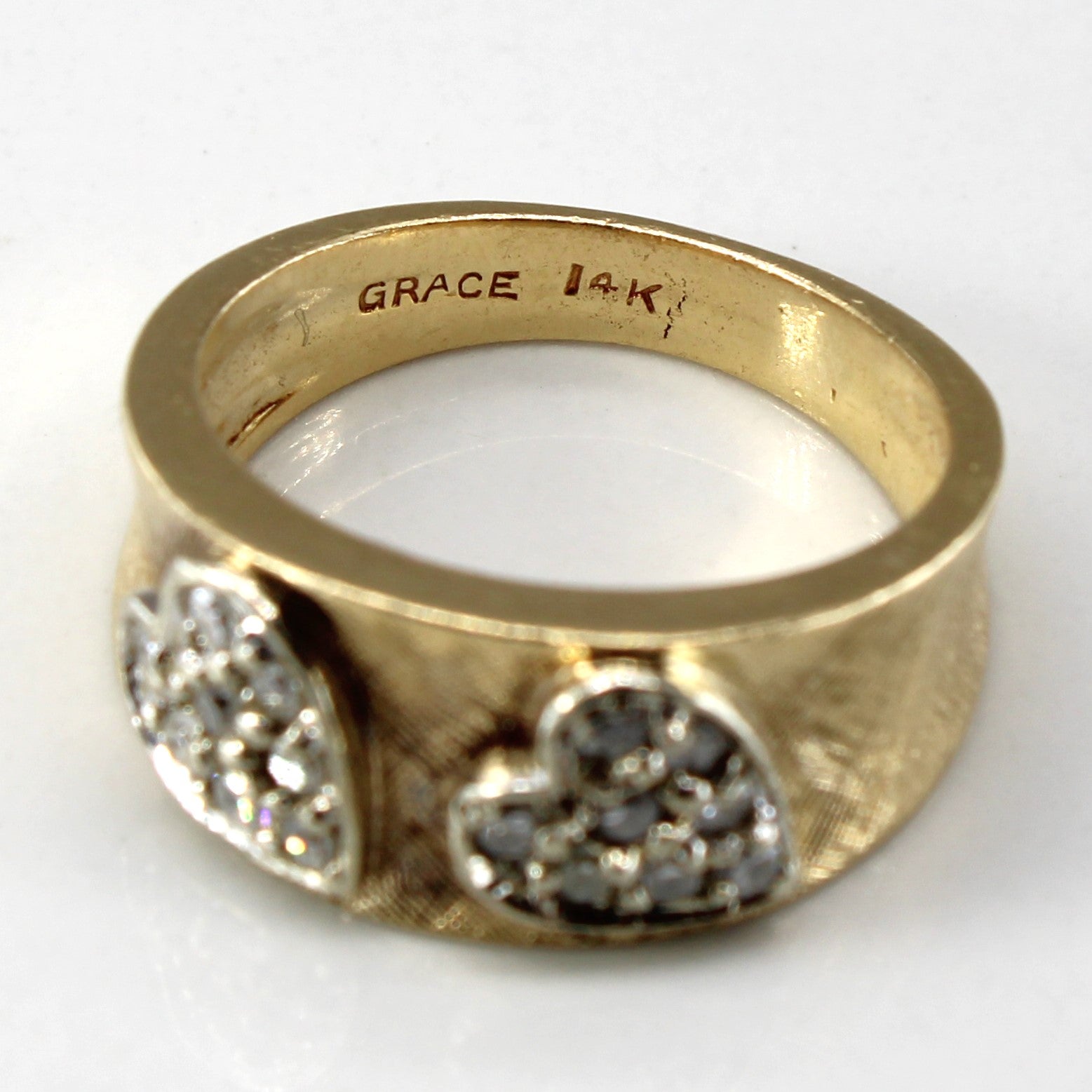 Cluster Diamond Heart Design Gold Ring | 0.24ctw | SZ 6 |