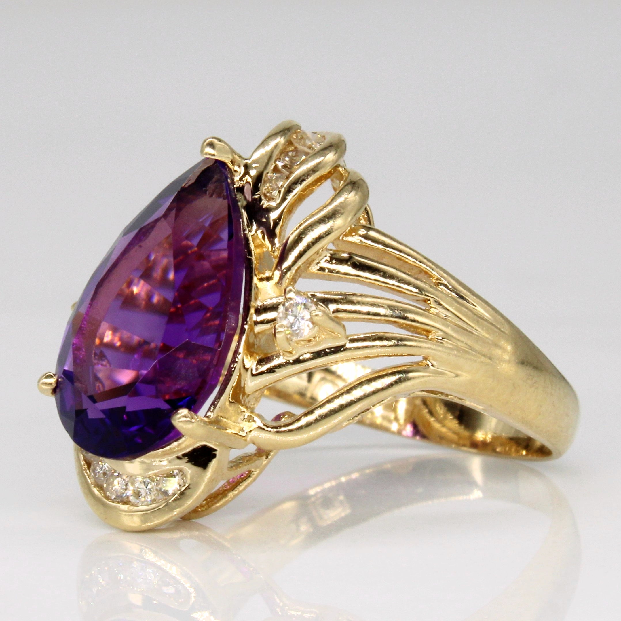 Amethyst & Diamond Cocktail Ring | 3.50ct, 0.15ctw | SZ 6.25 |