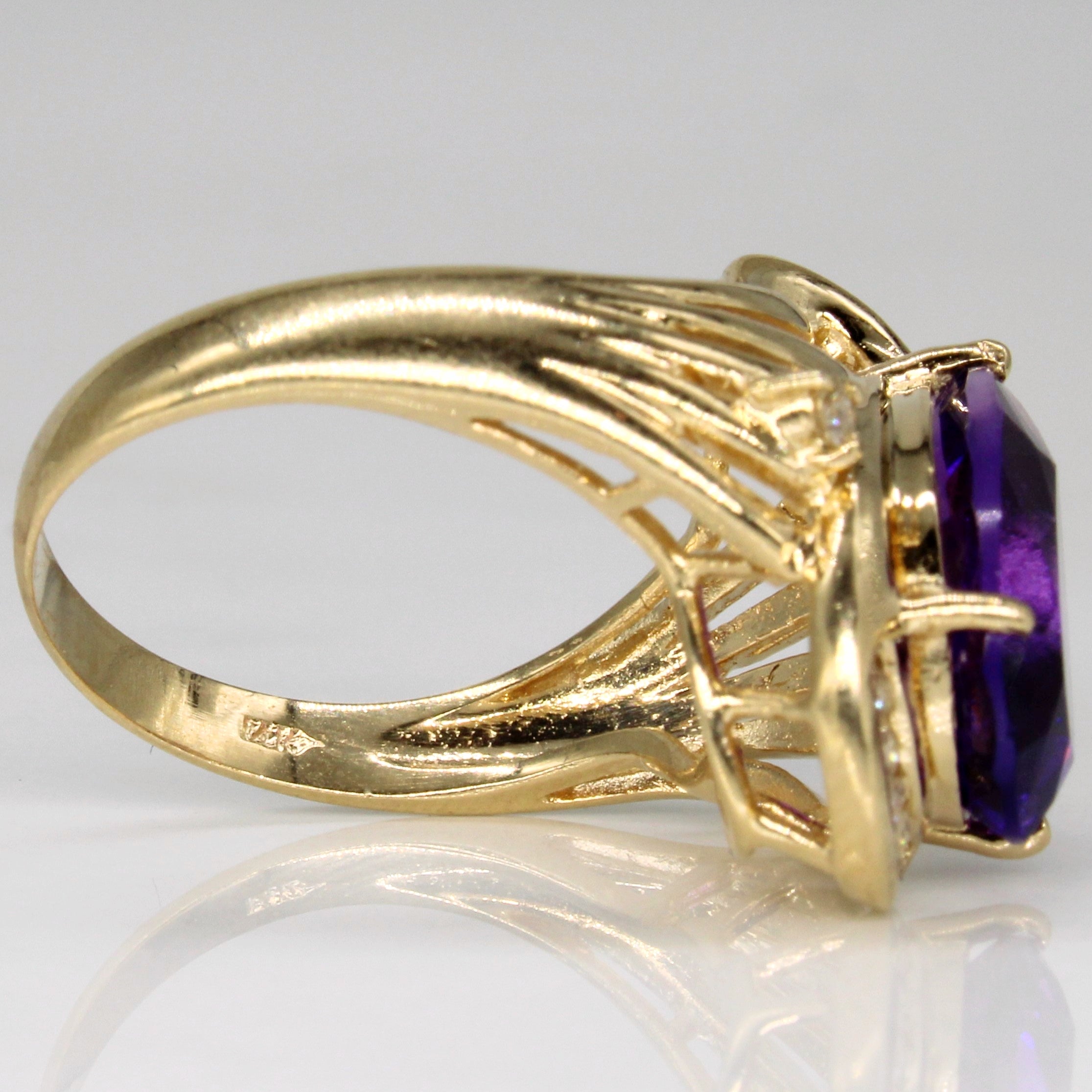 Amethyst & Diamond Cocktail Ring | 3.50ct, 0.15ctw | SZ 6.25 |